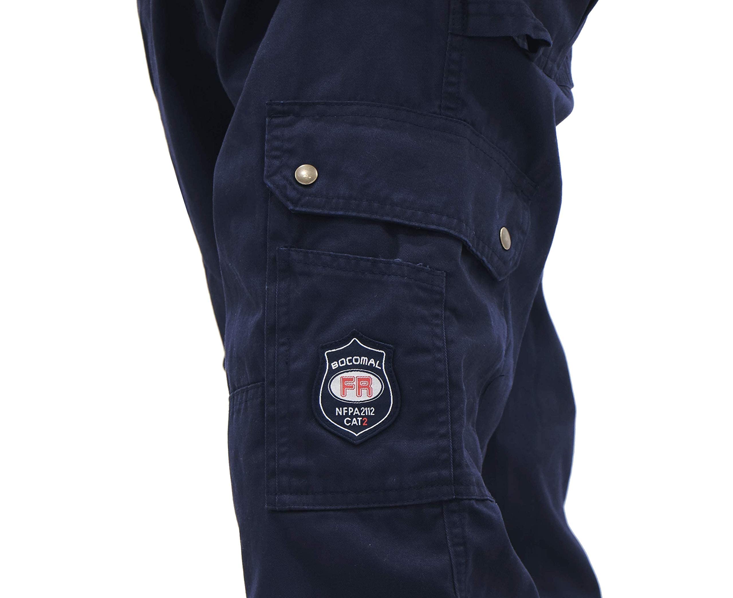 BOCOMAL FR Men's Cargo Pants - 100% Cotton 7.5oz Flame Resistant Work Pants (CAT2 & 2112 Certified) - Durable Utility Pants for Electricians, Welders & Industrial Workers