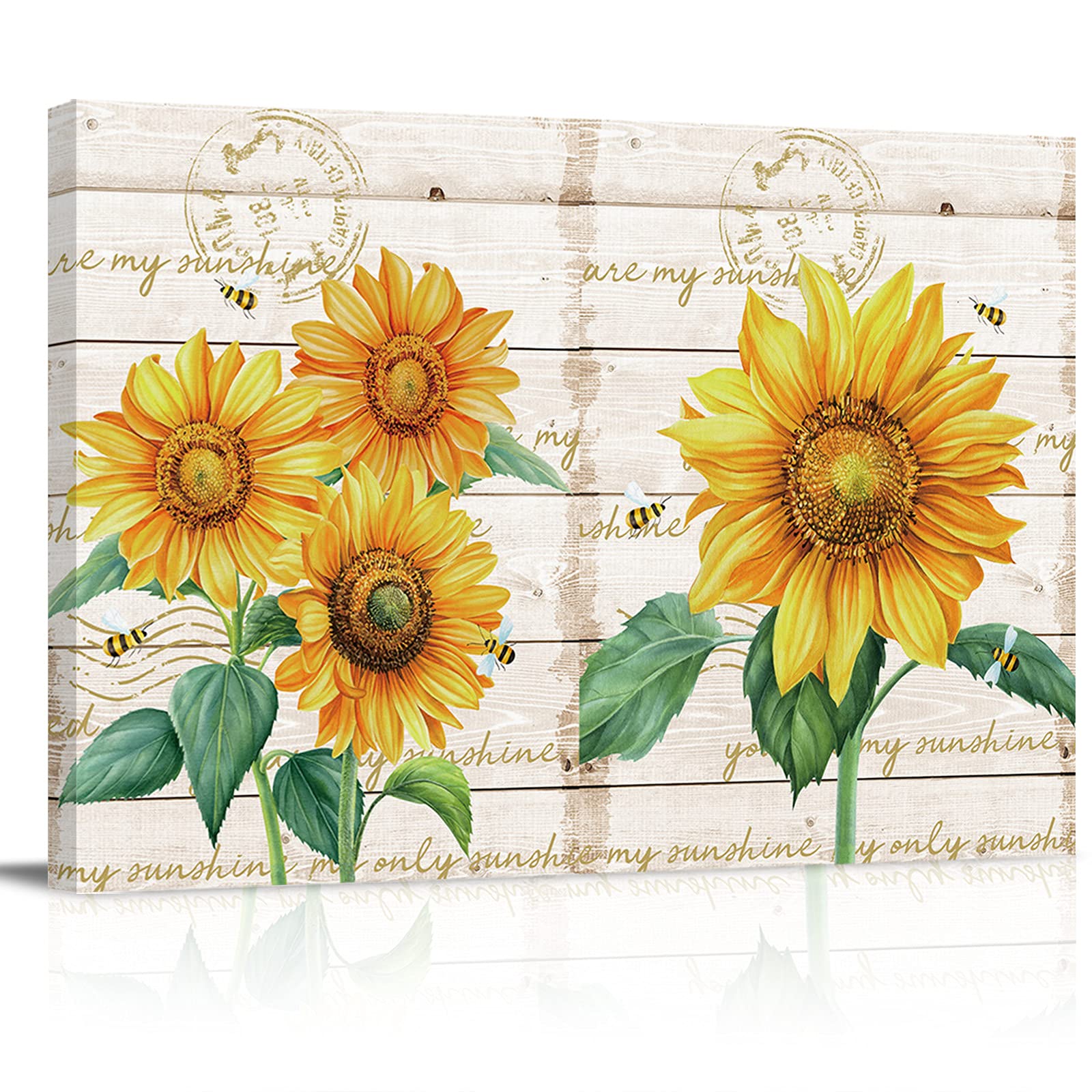 Sunflower Framed Canvas Wall Art - Rustic Wood Country Decor 8x12 Inch - Perfect for Bathroom, Bedroom, Kitchen & Home Decor | Farmhouse Style Wall Painting for Living Room, Office & Dorm