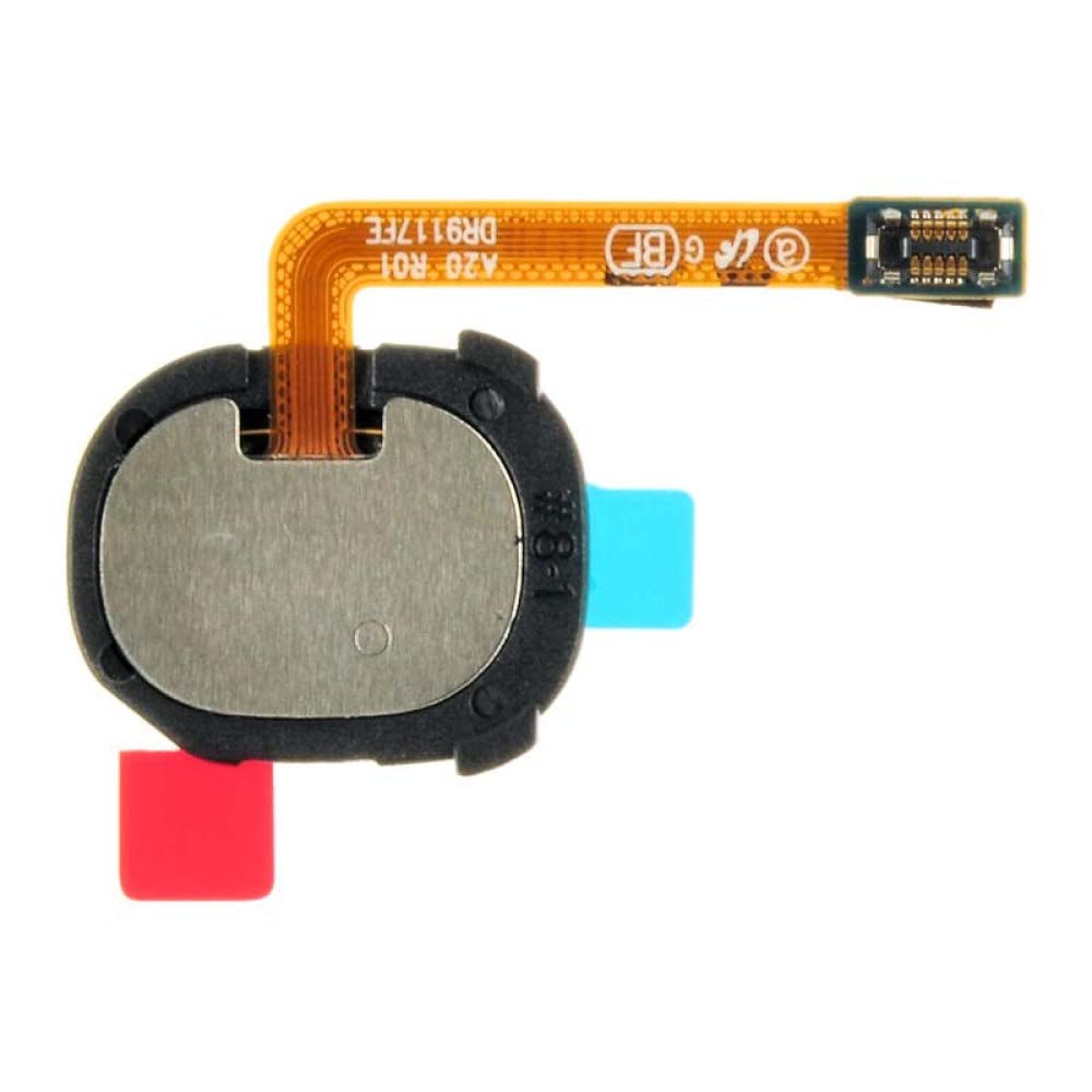 Original Fingerprint Scanner Assembly for Samsung Galaxy A20 - Black Replacement Part with Separator Card | Easy DIY Repair for Cracked or Malfunctioning Sensors | Home & Professional Use