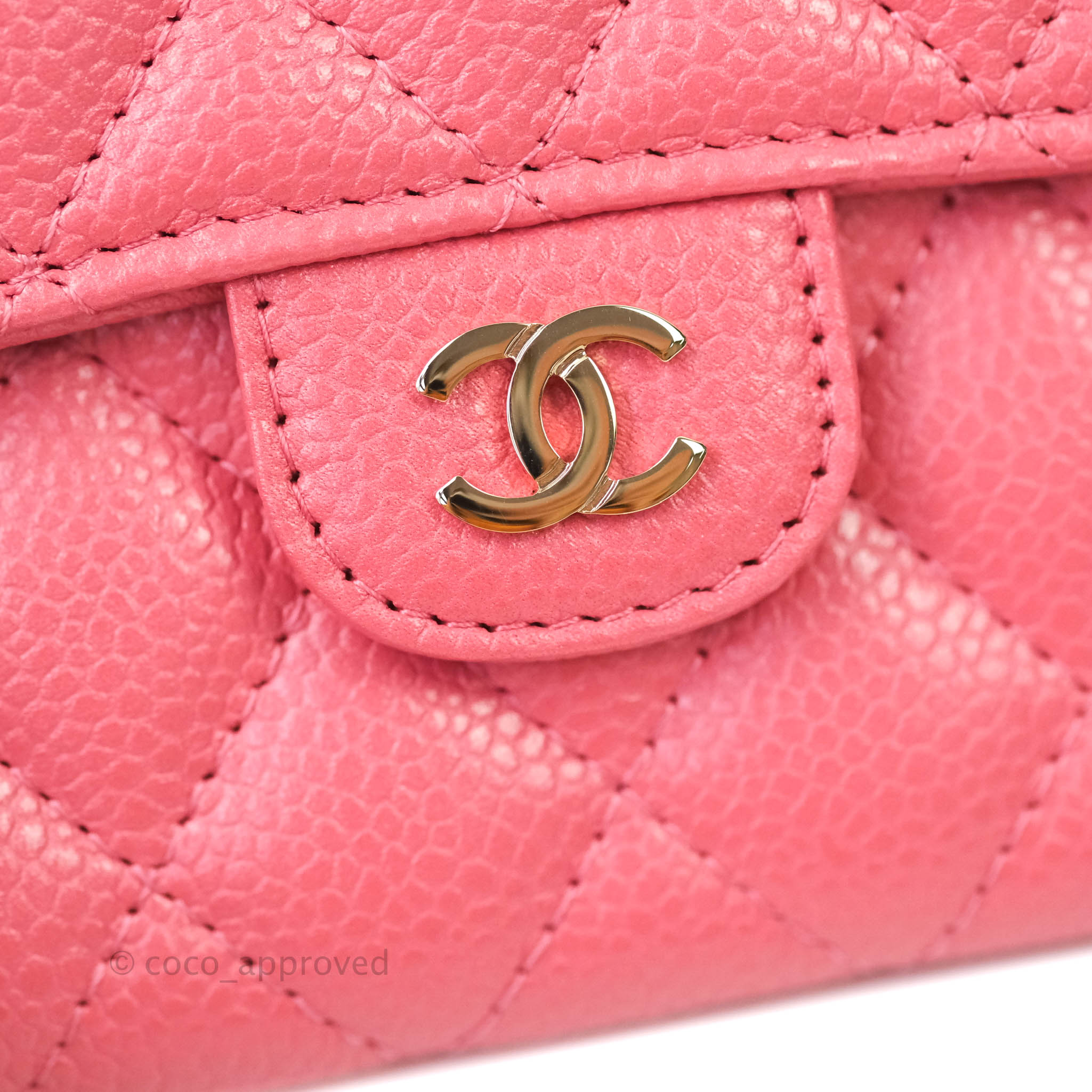 Chanel Classic Flap Wallet in Pink Caviar Leather with Gold Hardware - Luxury Designer Wallet for Women, Perfect for Everyday Use & Special Occasions