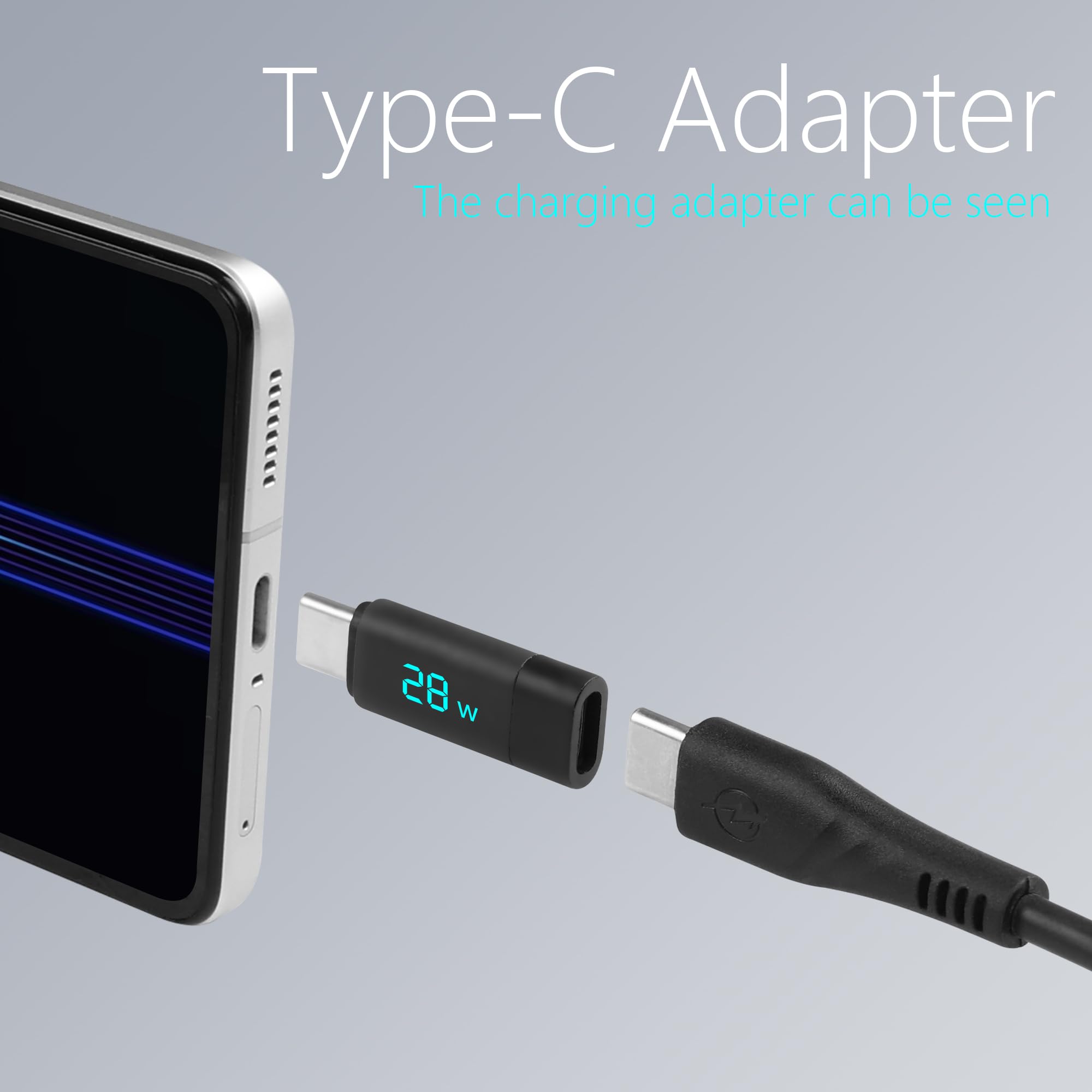 SinLoon USB C Adapter Extender with Smart Digital Display - USB C Male to Female Fast Charging Cable for Phones & Laptops - Real-Time Charging Speed Monitor for iPhone 15/Samsung Galaxy/MacBook - Perfect for Travel, Office & Home Use