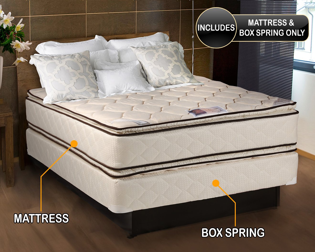 Dream Solutions USA DS USA Coil Comfort Double-Sided PillowTop Mattress Set with Mattress Protector - Orthopedic Support, Innerspring Coil System, Fully Assembled (Twin 39