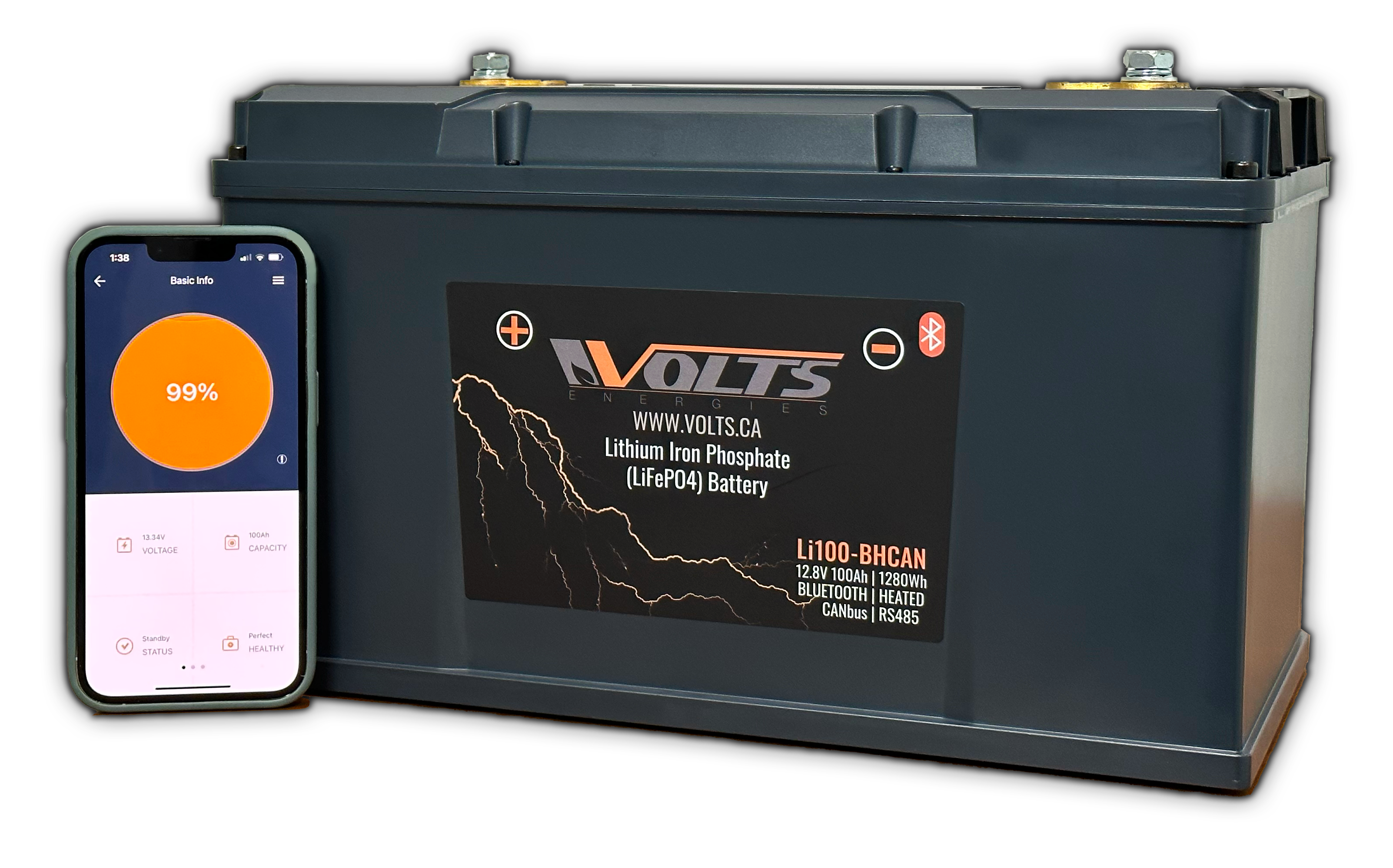 LiFePO4 Smart Self Heating 12V 100Ah Lithium Iron Phosphate Battery - Perfect for RV, Marine, Solar Power Systems & Off-Grid Applications