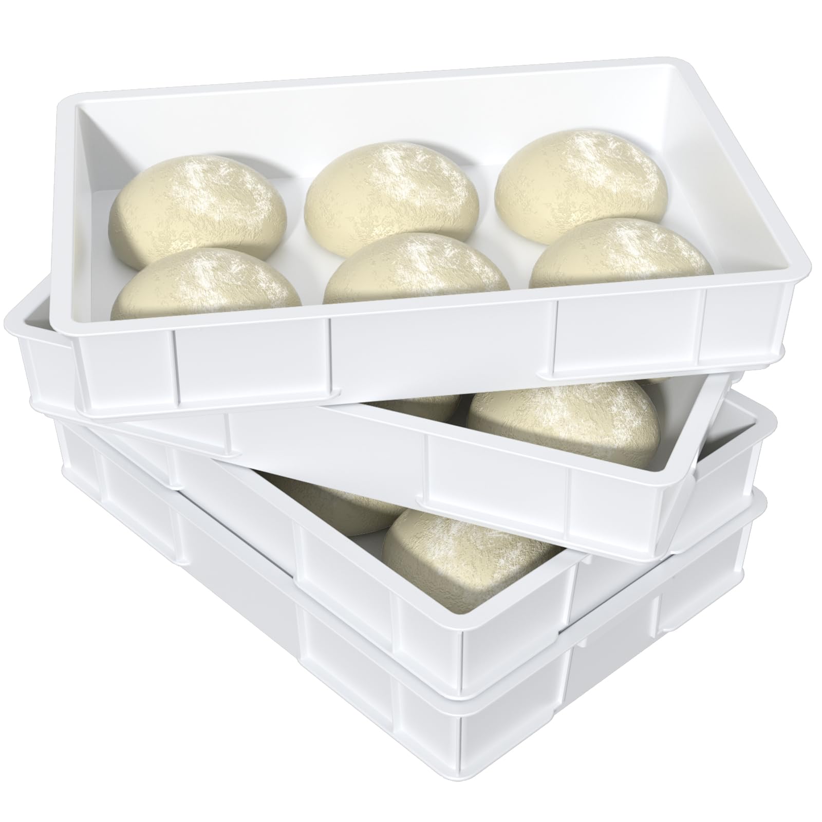 Commercial Stackable Pizza Dough Proofing Box - Large Dough Proofing Container Trays (Pack of 4) for Bakeries, Pizzerias & Home Baking | Perfect for Bulk Dough Rising & Storage
