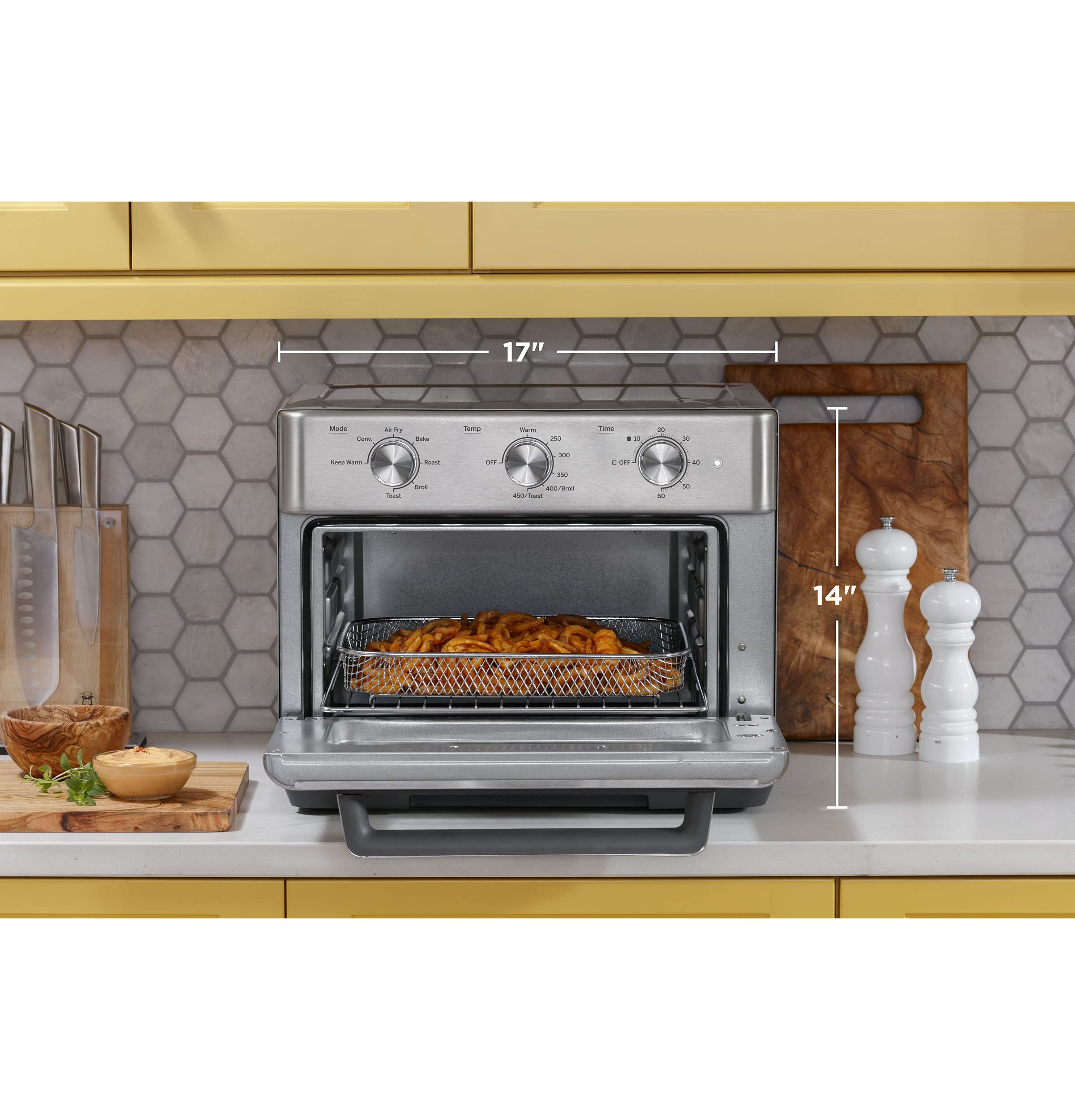 GE 7-in-1 Mechanical Air Fryer Toaster Oven with Accessories | Large Countertop Convection Oven for 12