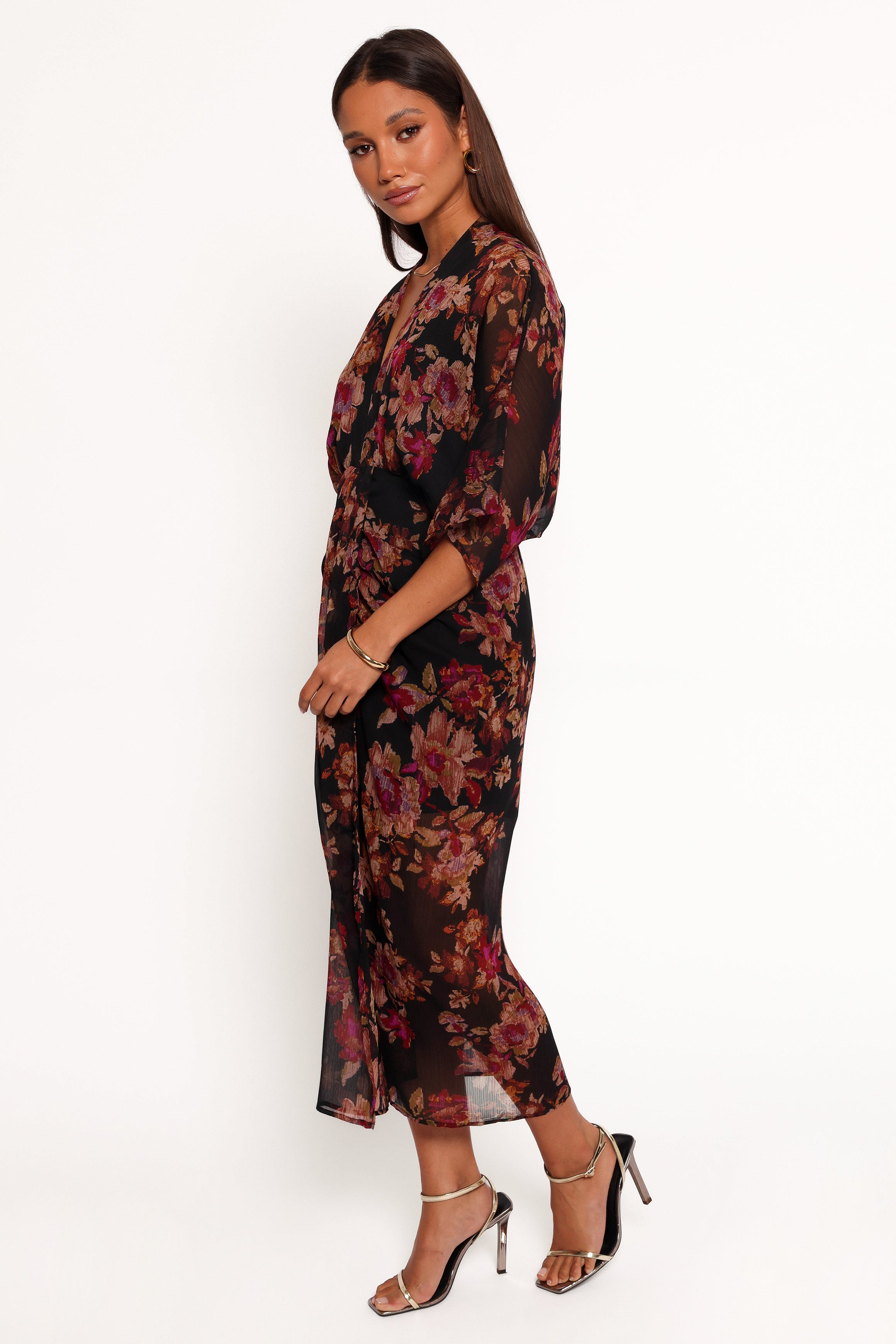 Audrina Maxi Dress - Deep Night Floral Print Long Summer Dress for Women | Perfect for Beach Vacations, Date Nights & Special Occasions