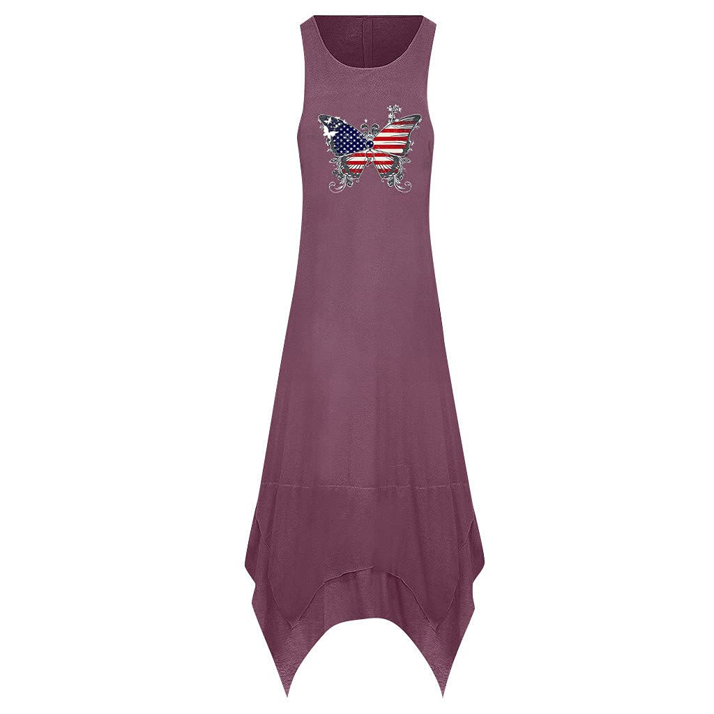 ETHKIA Women's Summer Dresses 2023 - Sexy Sunflower Print Round Neck Sleeveless Solid Color Loose Dress for Casual Wear, Beach Vacation & Date Night