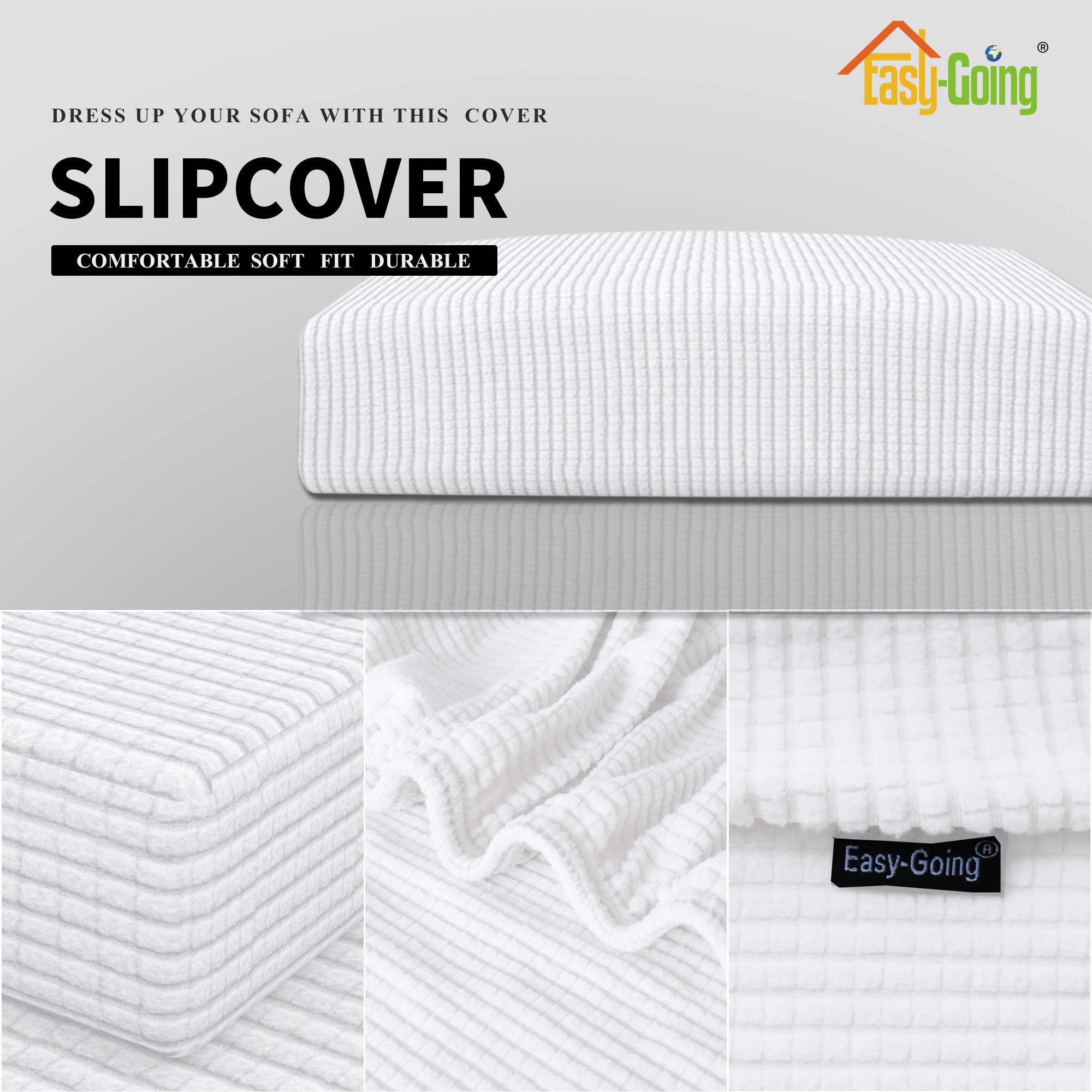 Stretch Loveseat Cushion Cover - Soft Elastic Sofa Slipcover Protector for Furniture (Snow White) | Perfect for Living Room, Bedroom & Home Decor