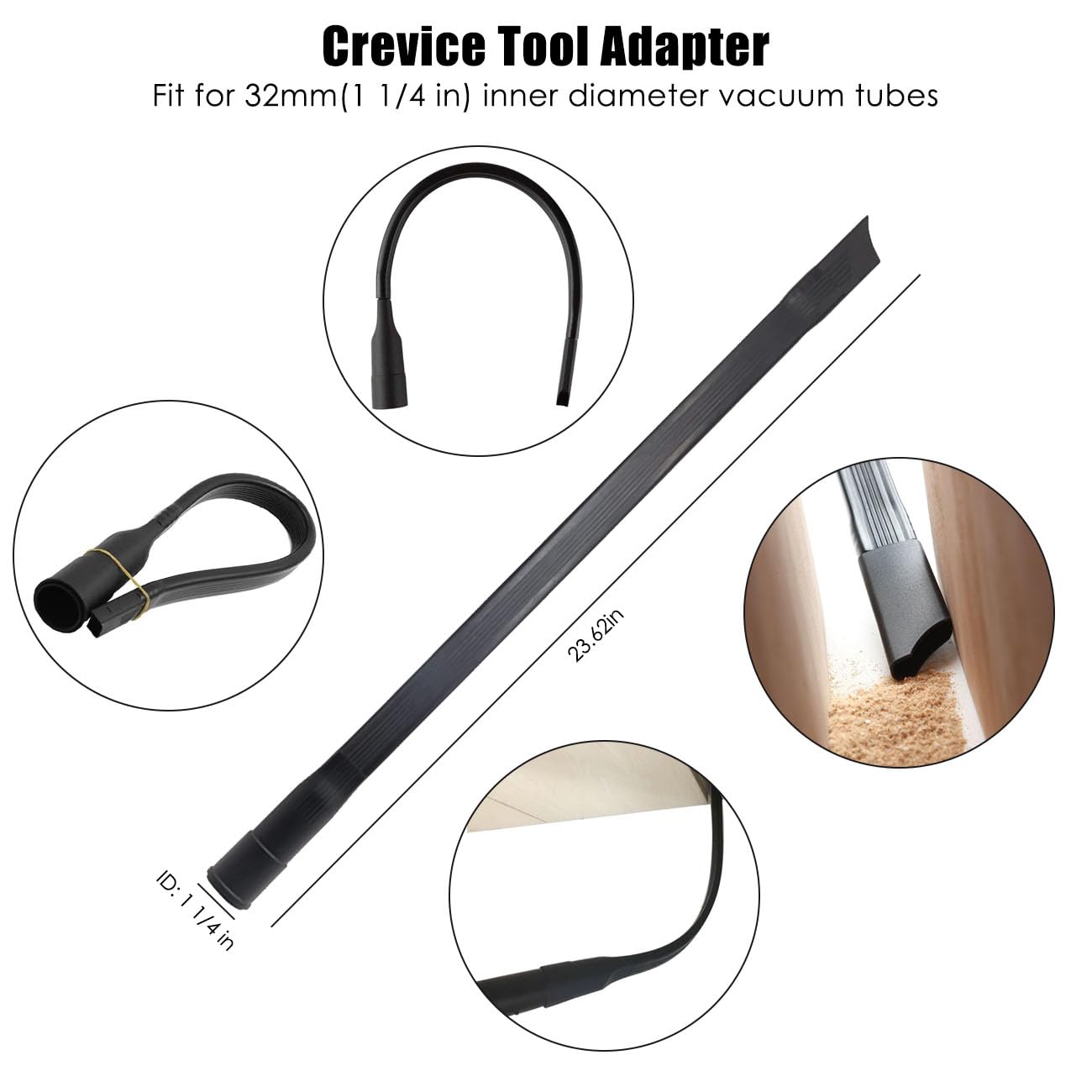 7-Piece Vacuum Cleaner Accessories Kit - 1 1/4 inch & 1 3/8 inch Hose Adapters with Dusting Brush - Compatible with Most Standard Vacuums - Perfect for Home Cleaning, Car Detailing, and Pet Hair Removal