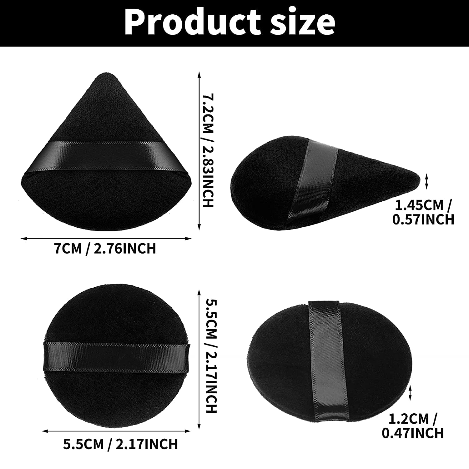 COSLUXE 2-Piece Powder Puff Set - Triangle & Round Makeup Sponges for Foundation, Loose Powder | Washable, Reusable & Ultra Soft | Perfect for Face & Body Makeup Application (Wet/Dry Use) - Ideal for Daily Makeup, Travel & Professional Makeup Artists