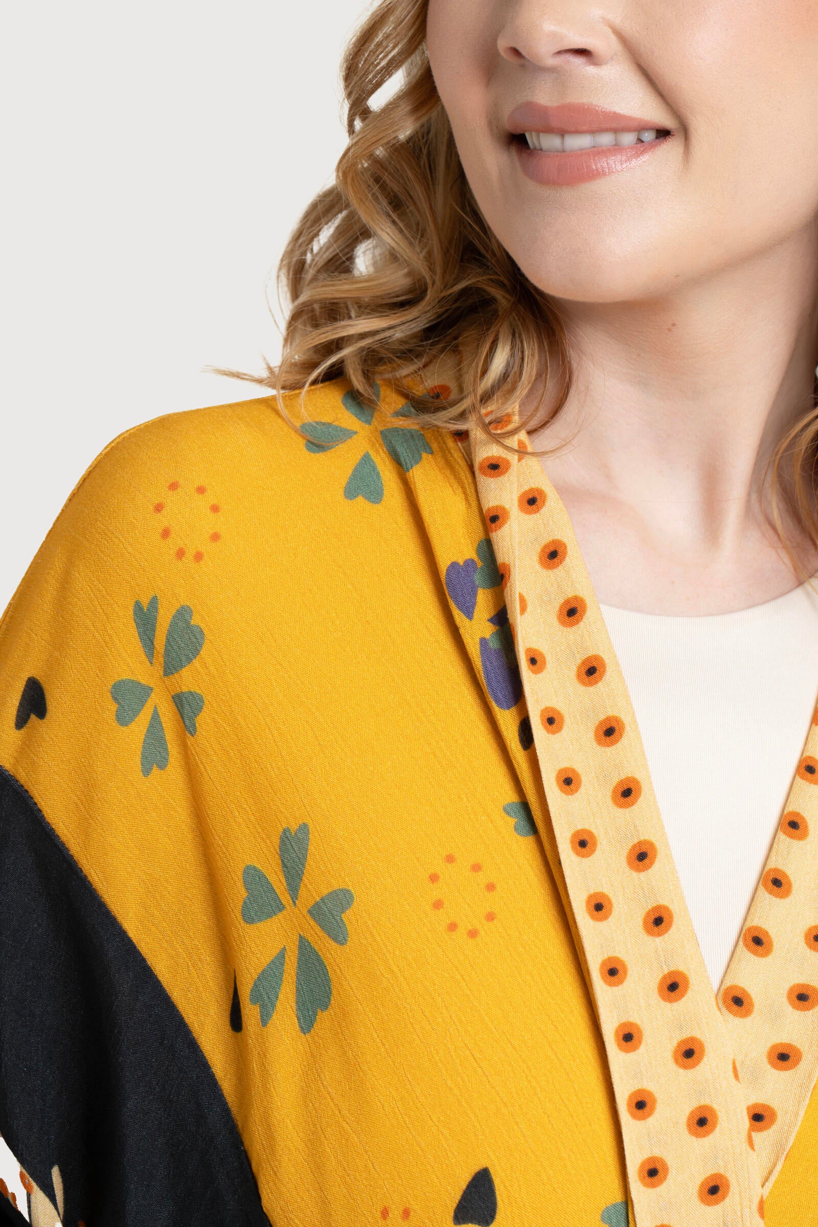 Floral Polka Dot Kimono Robe - Lightweight Summer Cover Up for Women - Perfect for Beach, Pool, or Lounge Wear