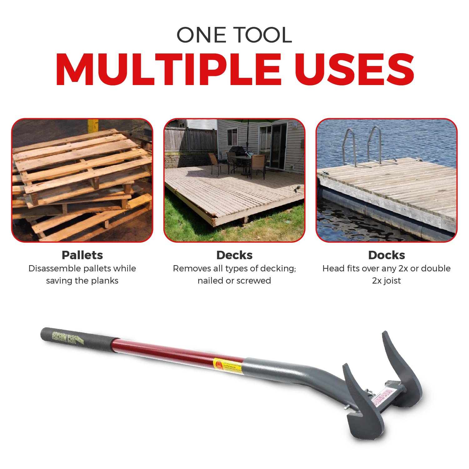 The Original Deck Wrecker - Heavy Duty Professional Pry Bar for Efficient Deck Board Removal | Power Tool for Tough Demolition Jobs | Perfect for Deck Builders, Contractors & DIY Home Renovation Projects