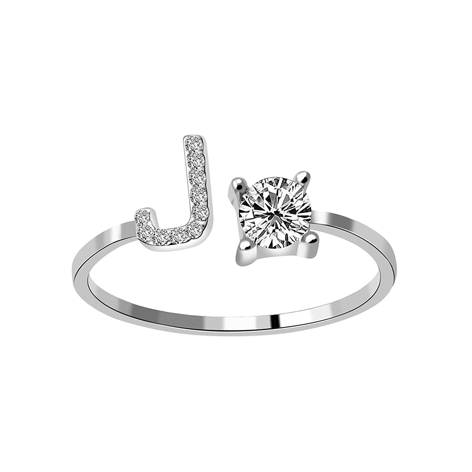 Adjustable Diamond Rings for Women & Teen Girls - 26-Piece Fashion Jewelry Set with Gold & Letter Rings - Perfect for Gifts, Parties, and Everyday Wear (Size J, One Size)