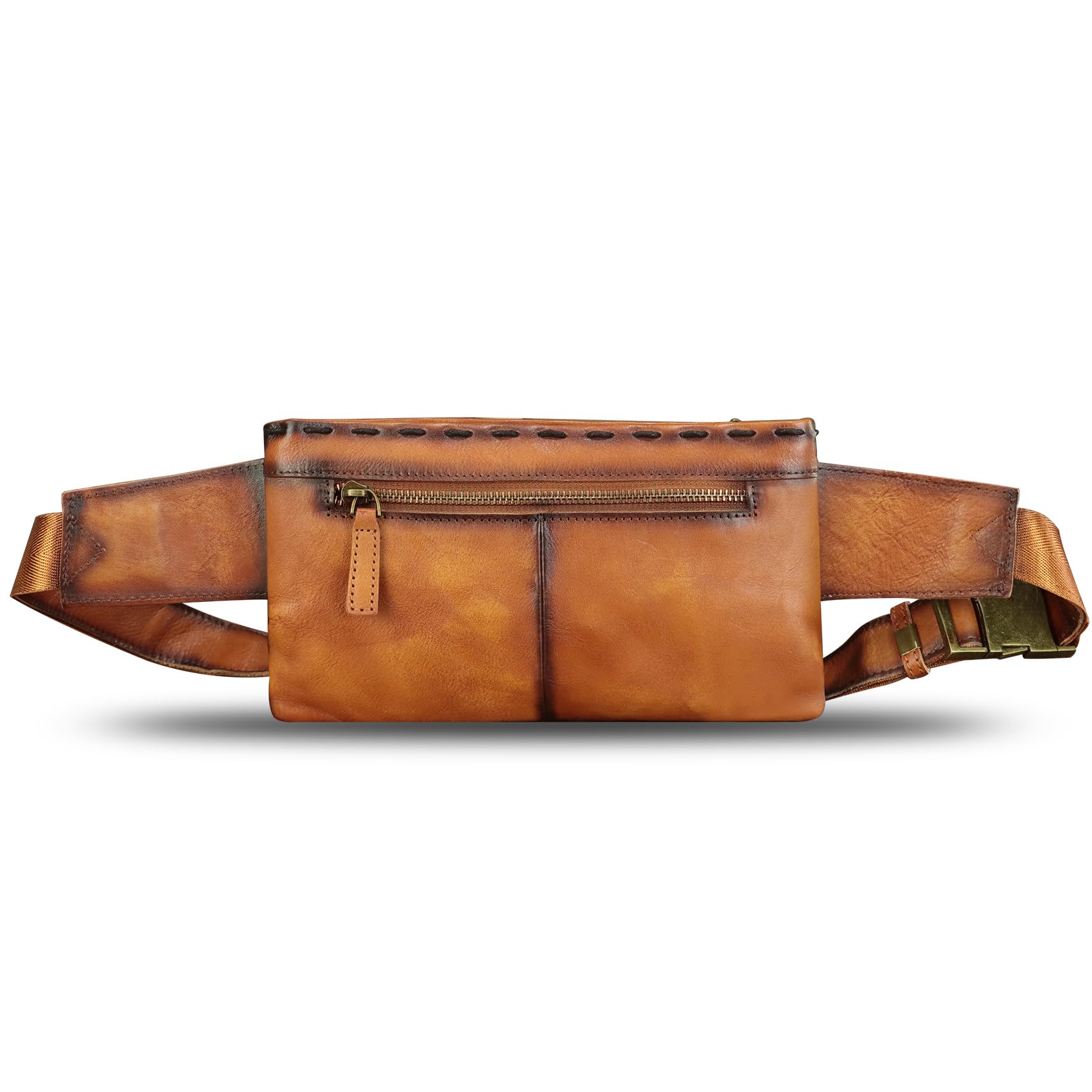 LRTO Genuine Leather Waist Bag for Women & Men - Real Leather Fanny Pack, Hip Bag, Crossbody Sling Bag, Chest Purse (Brown) - Perfect for Travel, Hiking, Running & Everyday Use - LRTO-15006