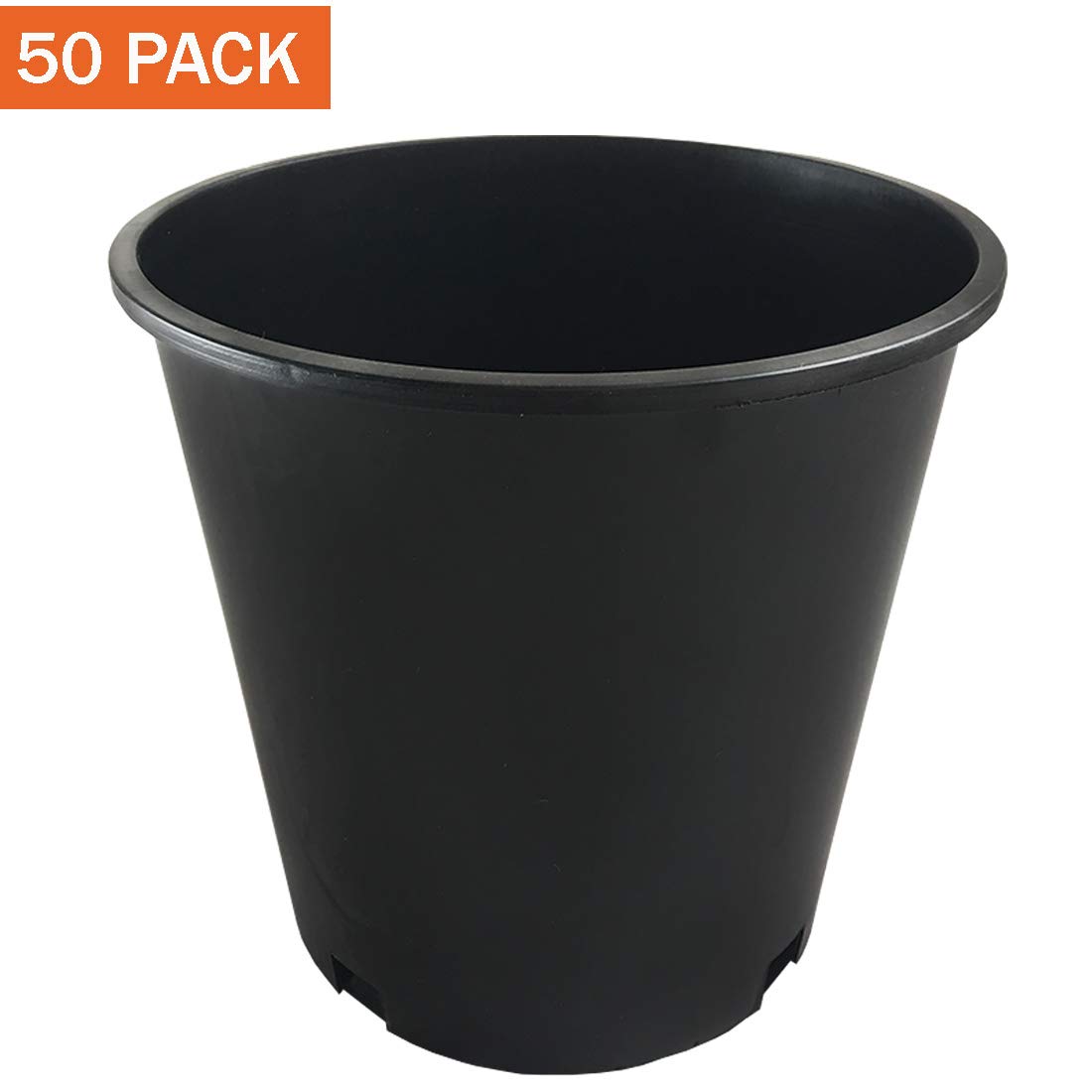 50-Pack 2 Gallon Premium Black Plastic Nursery Pots - Heavy Duty Garden Planters for Seedlings, Flowers & Vegetables - Ideal for Indoor/Outdoor Gardening, Greenhouses & Commercial Nurseries