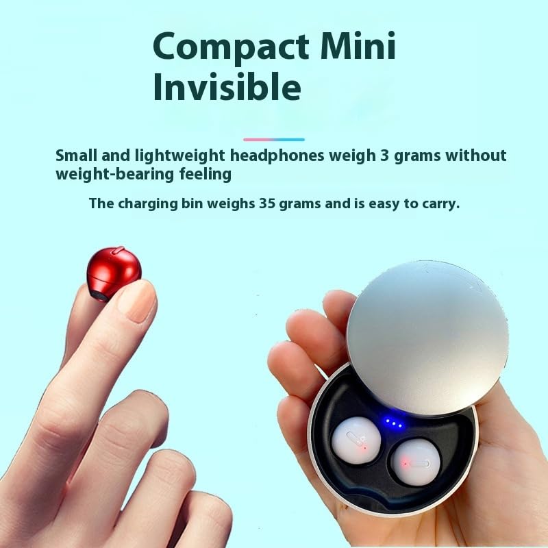 Smallest Invisible Bluetooth Earbuds for Sleeping & Working - Ultra Compact Wireless Sports Earbuds with Charging Case (Black) - Perfect for Nighttime Use, Office Calls & Gym Workouts