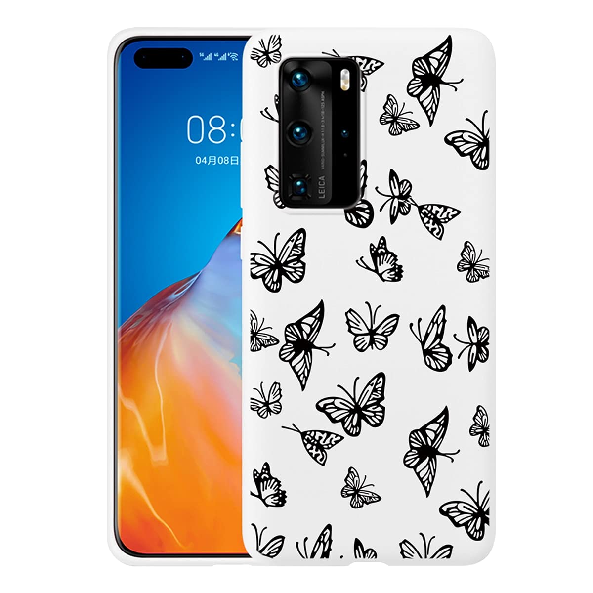 Cute Butterfly Pattern Silicone Case for Huawei Honor 50 5G - Soft TPU Shockproof Protective Phone Cover for Women & Girls | Fashion Slim Fit Design | Perfect for Daily Use, Work & Travel (Compatible with 6.57