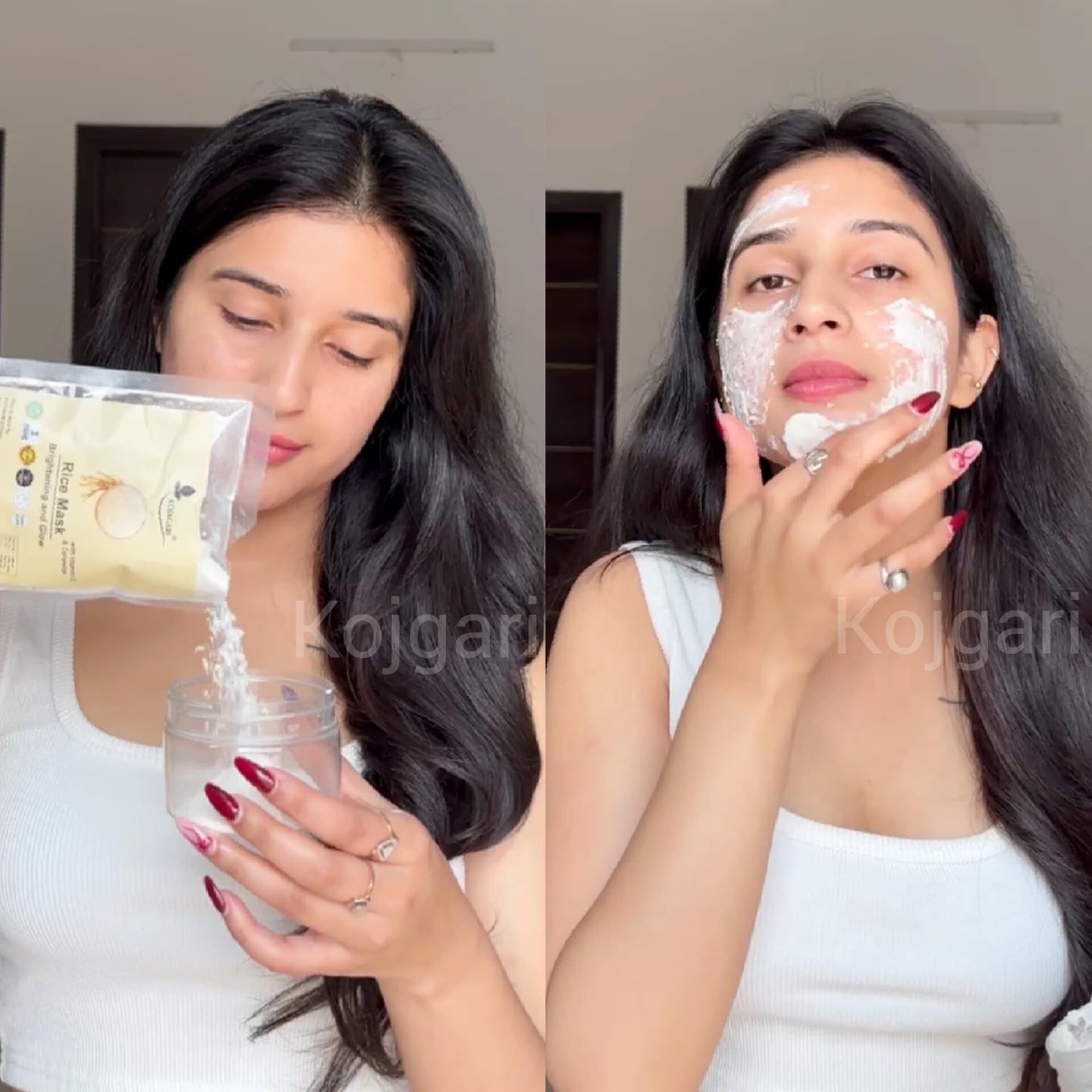Kojagari Rice Mask with Vitamin C - Brightening & Glowing Skin Treatment for Acne, Dark Spots & Tanning - 100g Rice Powder Face Mask for Daily Skincare & Night Routine