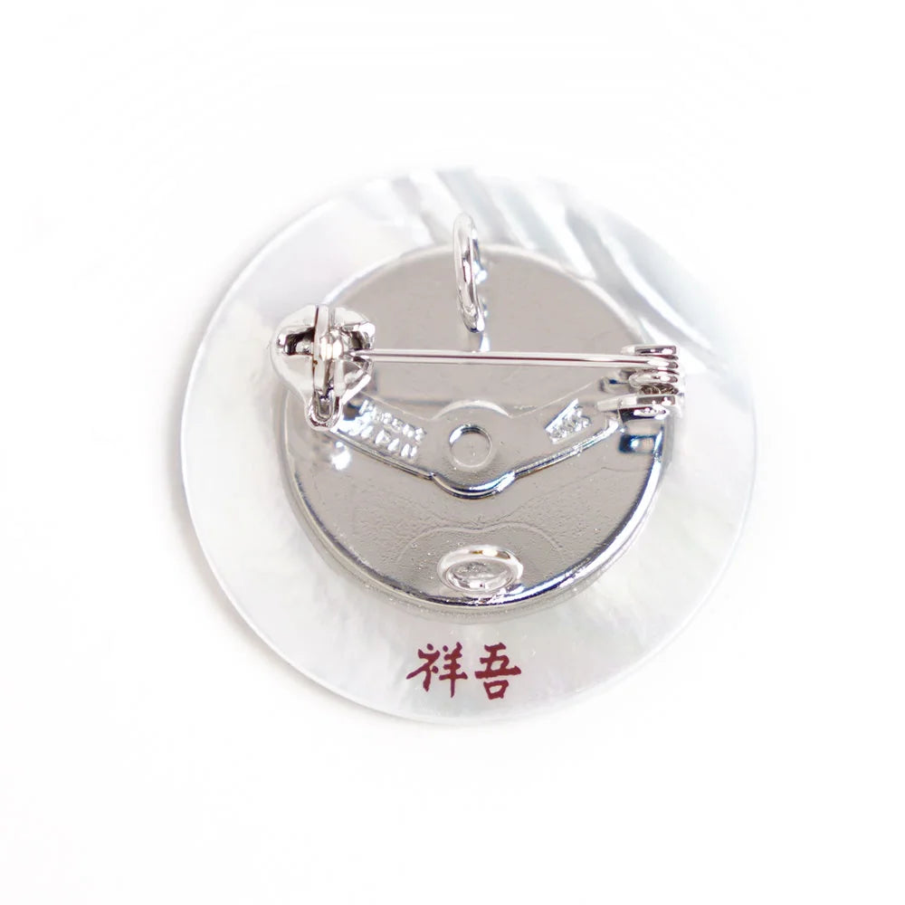 Exquisite Maki-e Urushi Lacquer Brooch with White South Sea Pearl Shell - Water Lilies Design | Traditional Japanese Lacquer Jewelry for Women | Perfect for Formal Occasions, Weddings & Special Events