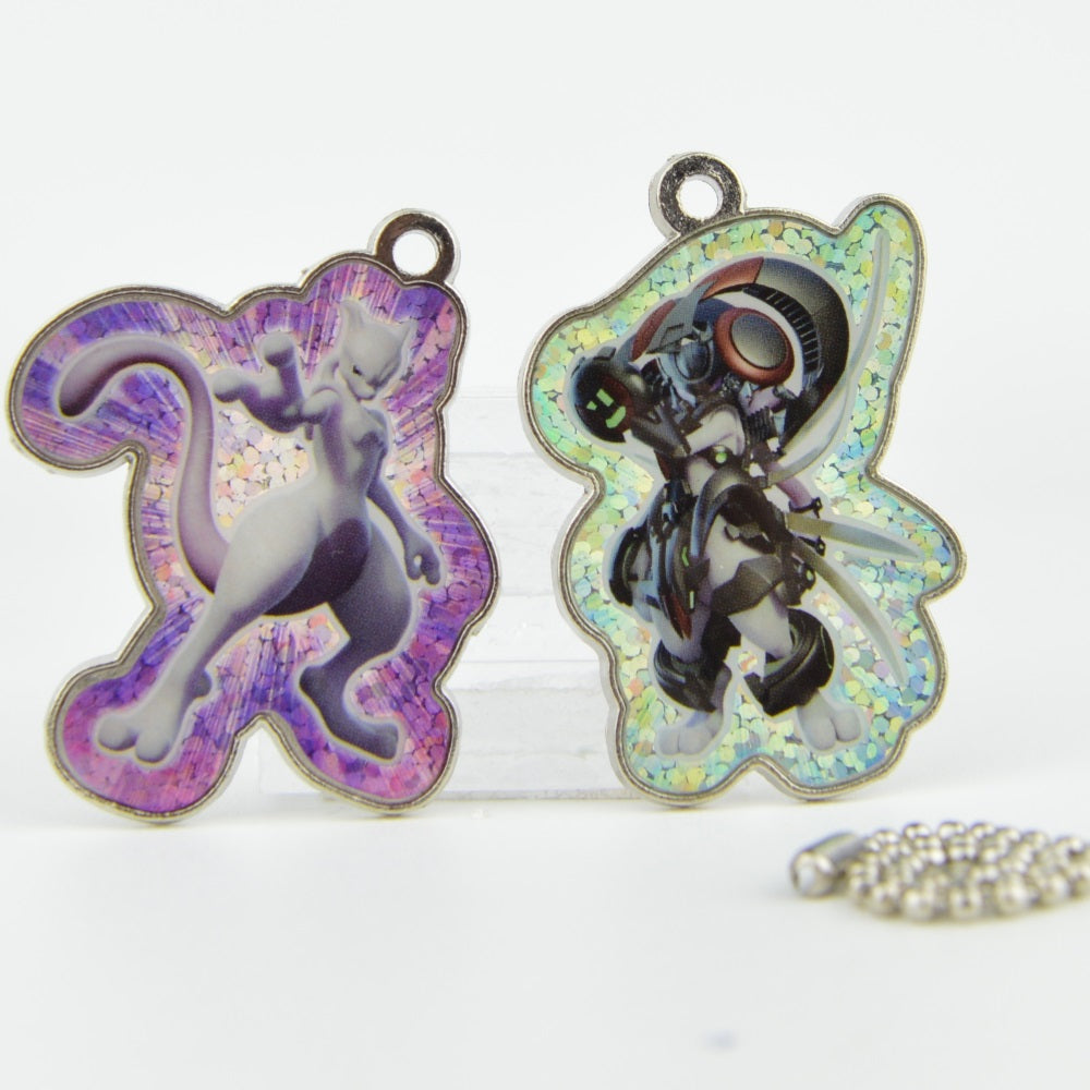 Pokemon Mewtwo Strikes Back EX Metal Charm Keychain - Collectible Anime Keyring for Backpacks, Gifts & Cosplay Accessories