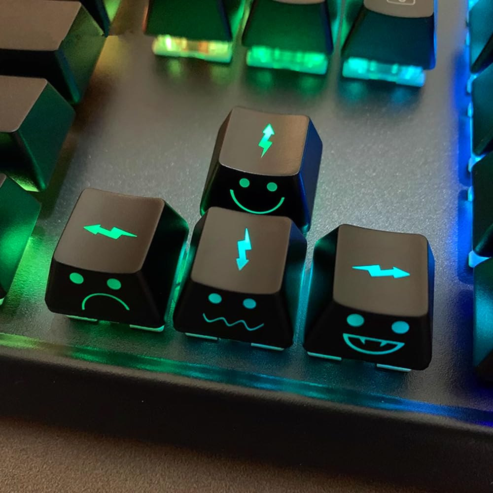 UV Coated WASD Arrow Keycaps - Backlit, Double Shot, OEM Profile for MX Mechanical Keyboards - Perfect for Gaming & Typing
