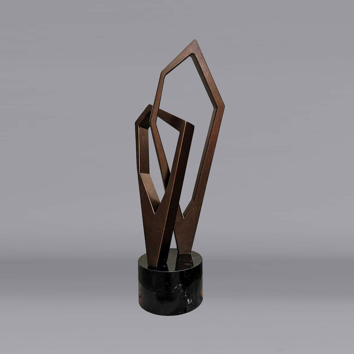 Geometric Bronze Aluminum Sculpture - 20 Inch Modern Art Decor for Home, Office & Garden | Perfect for Living Room, Patio & Workspace