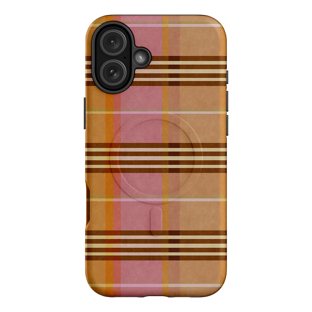 Peachy Plaid Phone Case for iPhone 15/14/13/12/11 Pro Max - Cute Tartan Pattern Protective Cover with Shockproof Design - Perfect for Everyday Use, Travel & Fashion Accessories