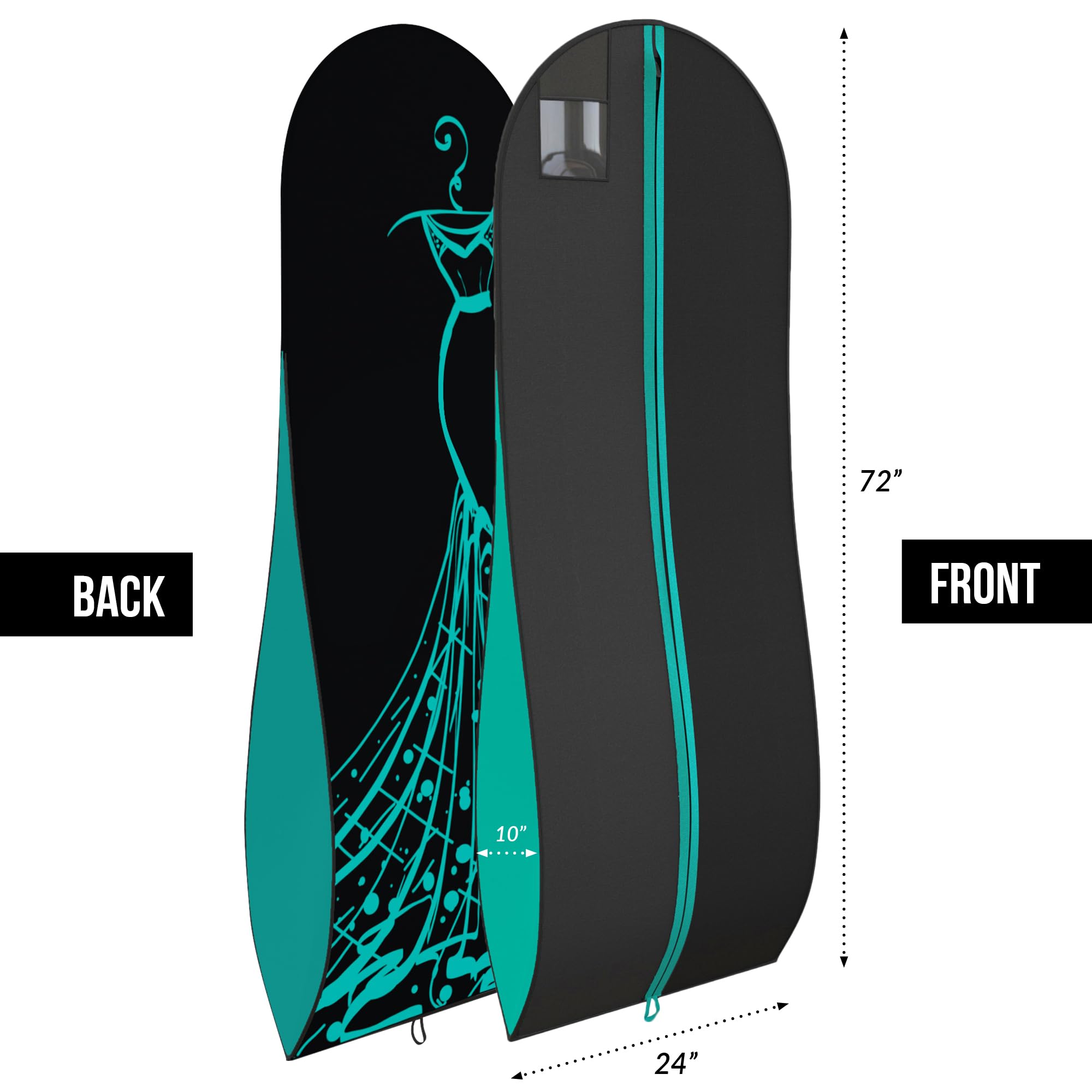 Women's Dress Garment Bag for Prom & Formal Gowns - 72x24 Inches with 10