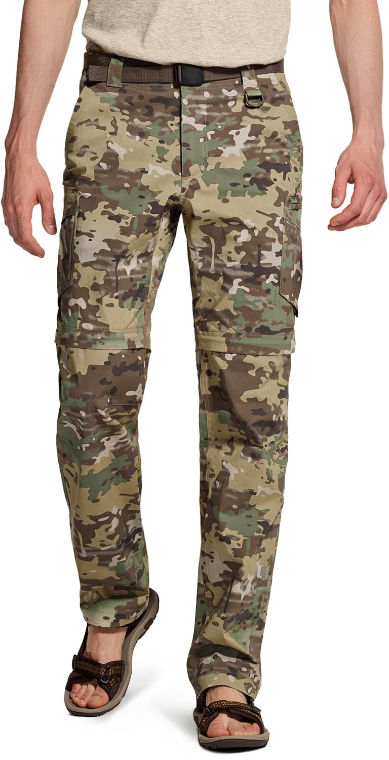 CQR Men's Convertible Cargo Pants - Water Resistant Hiking Pants with Zip-Off Legs | Lightweight Stretch UPF 50+ Outdoor Work Pants for Camping, Travel & Tactical Activities