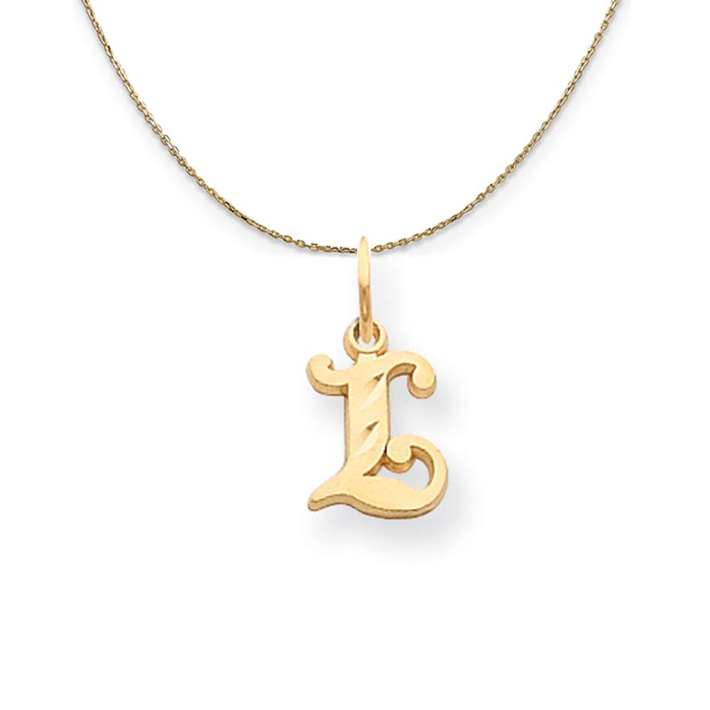 14k Yellow Gold Mini Letter L Initial Necklace - Isabelle Black Bow Pendant for Women, Elegant Personalized Jewelry Gift for Birthday, Anniversary & Everyday Wear
