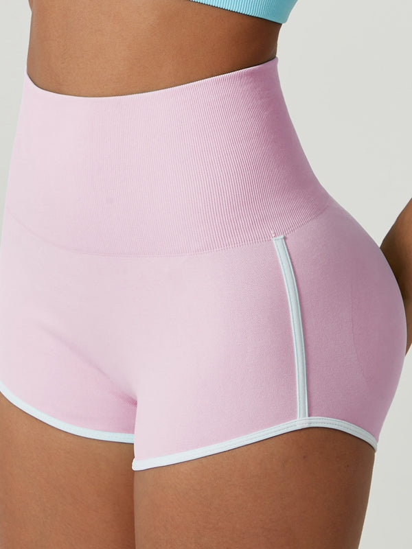 ZASUWA Women's High Waisted Ribbed Seamless Booty Shorts - Sexy Workout Yoga Gym Running Lounge Wear for Women