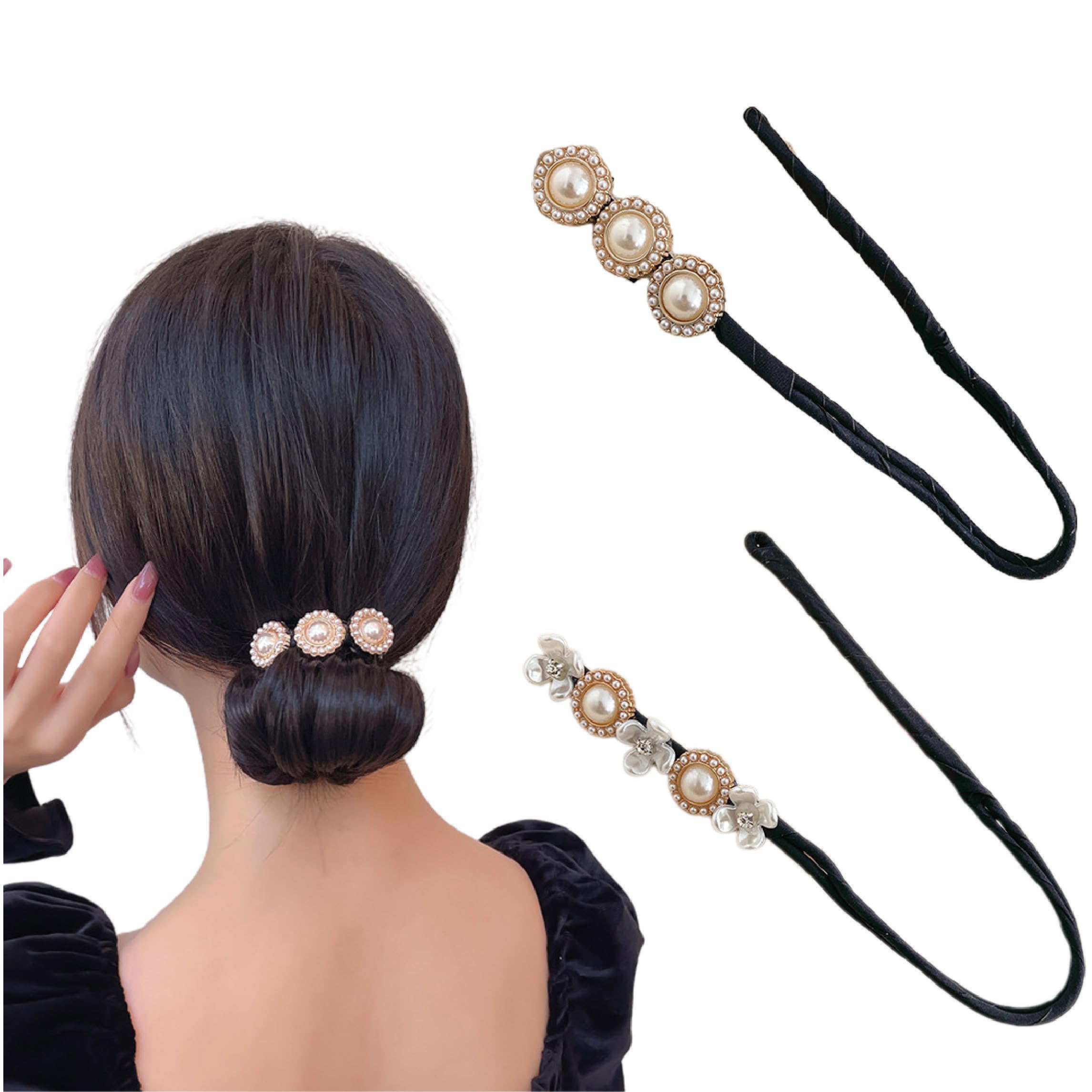 Magic Chignon Hair Bands - 2 Pack Donut Bun Maker, Fabric Hair Clip, Reusable Hair Accessories for Women - Perfect for Updos, Ponytails, and Elegant Hairstyles for Work, Parties, and Special Occasions