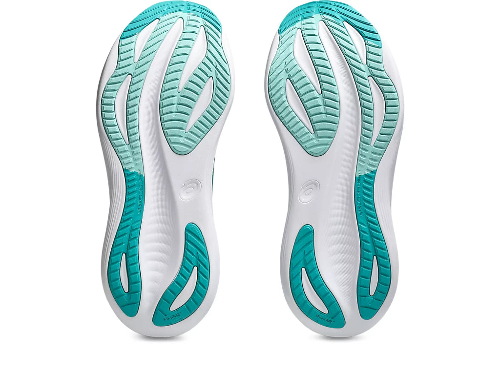 ASICS Gel-Nimbus 27 Running Shoes for Men (D Width) - Wave Teal/Saxon Green - Cushioned Road Running & Jogging Sneakers for Long-Distance Training & Marathon