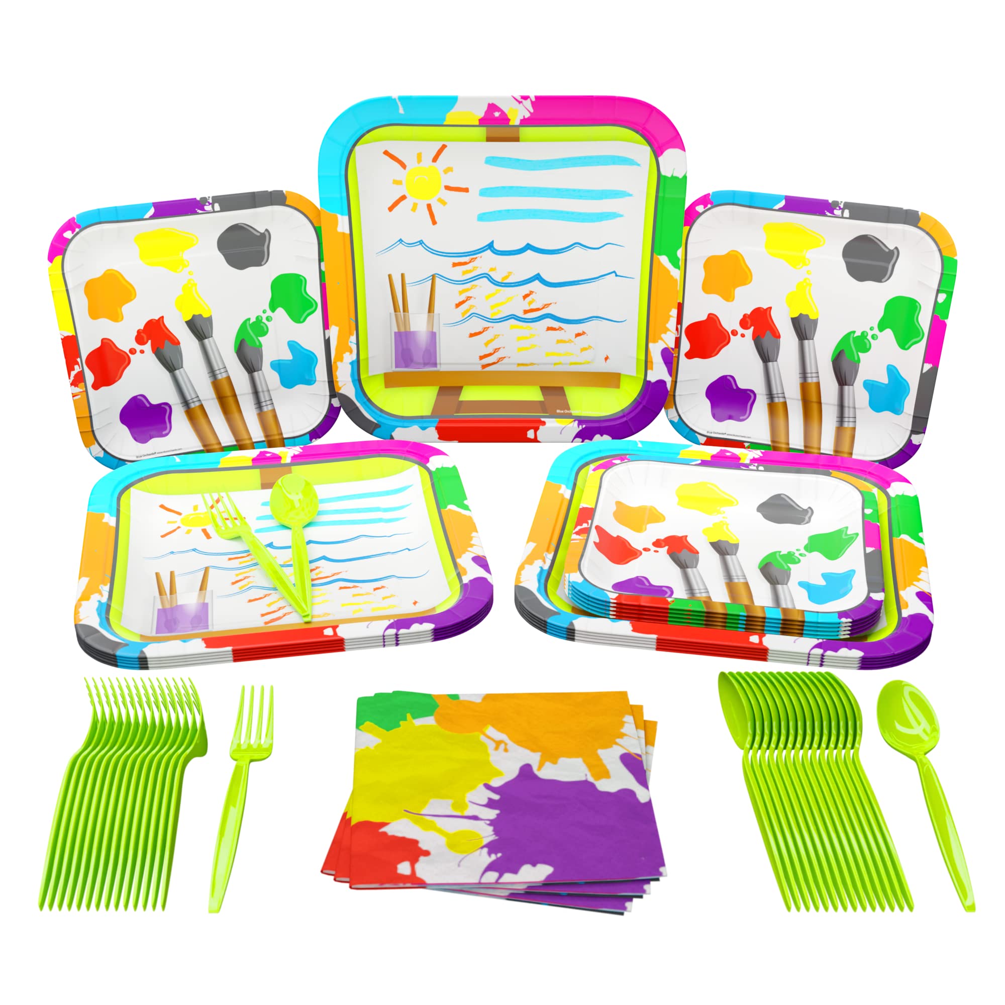 100-Piece Art Party Supplies Kit for 16 Guests - Paint Party Decorations, Artist Party Favors & Birthday Decor | Perfect for Art Themed Birthday Parties, Creative Workshops & DIY Craft Events - Blue Orchards Collection