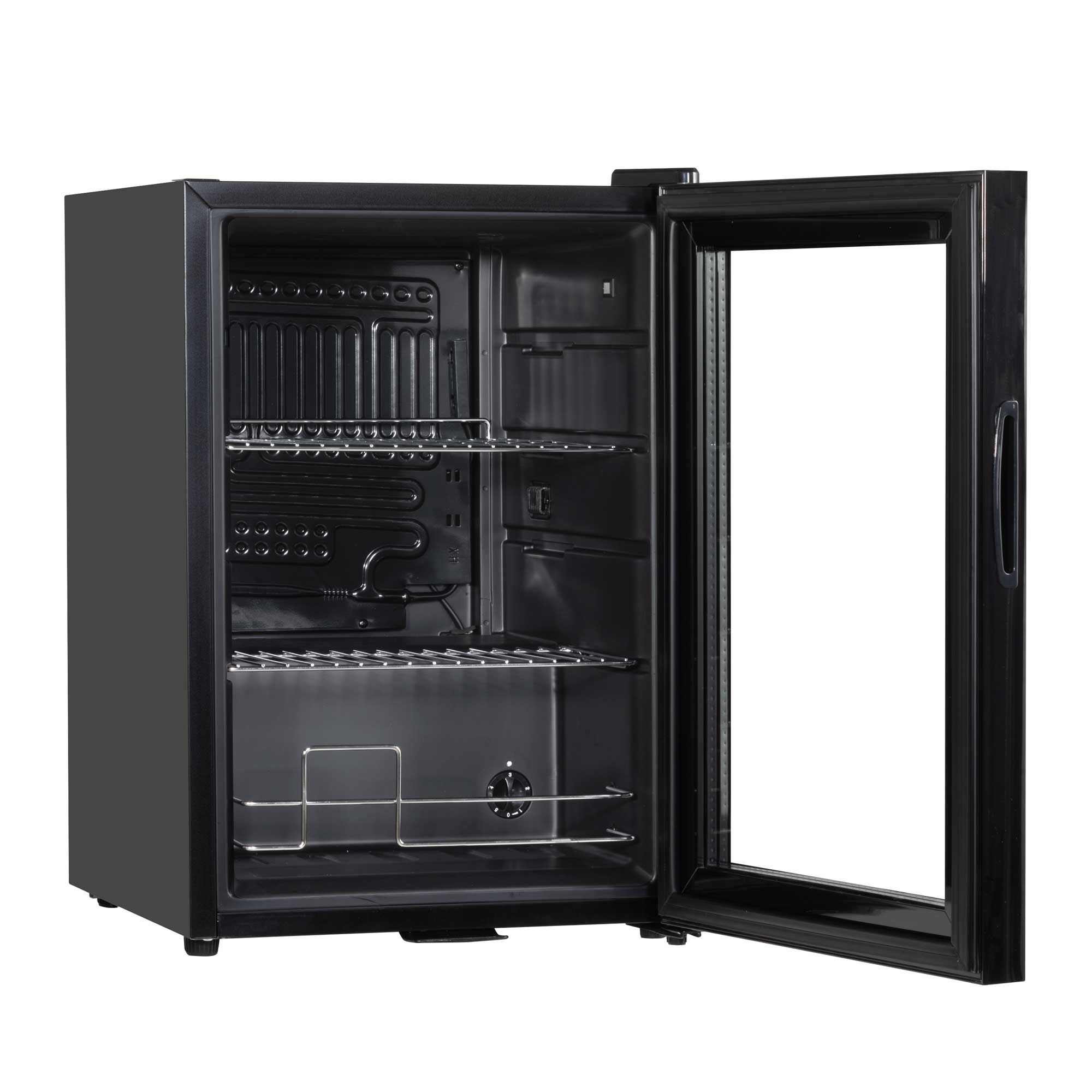 Baridi 60L Beer & Drinks Refrigerator with LED Light - Black Glass Door Mini Fridge for Home, Office, Bar & Party | Energy Efficient Beverage Cooler DH62