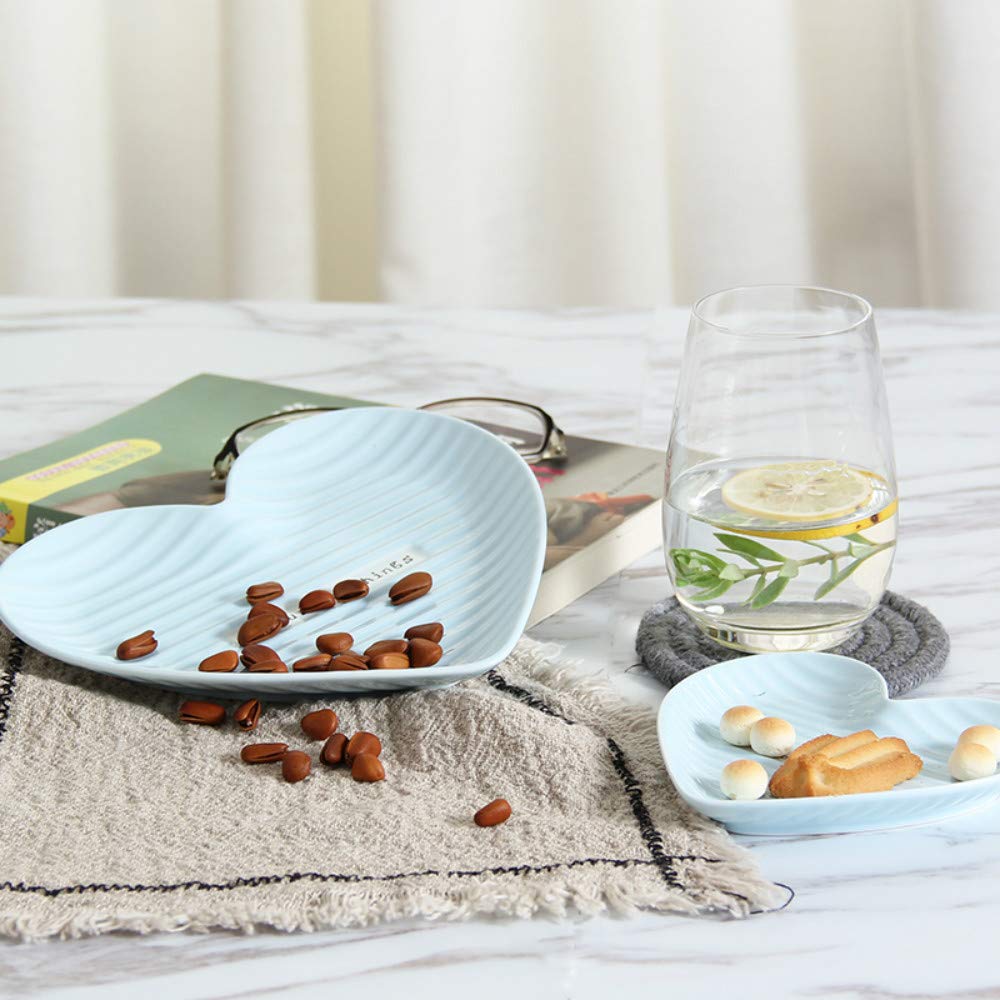 Elegant Blue Ceramic Heart-Shaped Plate 7.9 Inch - Perfect for Desserts, Salads, Kitchen Decor, Birthday Parties, Christmas Gifts & Wedding Dinner Tableware | Ideal for Romantic Dinners, Holiday Celebrations & Special Occasions