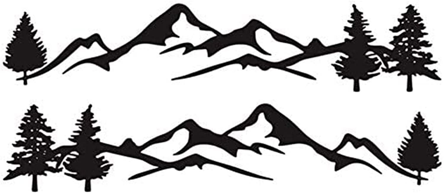 Custom Car Badge Emblem - Universal Waterproof Automotive Decal for Cars, Trucks & SUVs (1PC, 198x40x1cm, Black) - Perfect for Mountain, Forest & Outdoor Enthusiasts - Hood, Body Side & Rear Window Stickers
