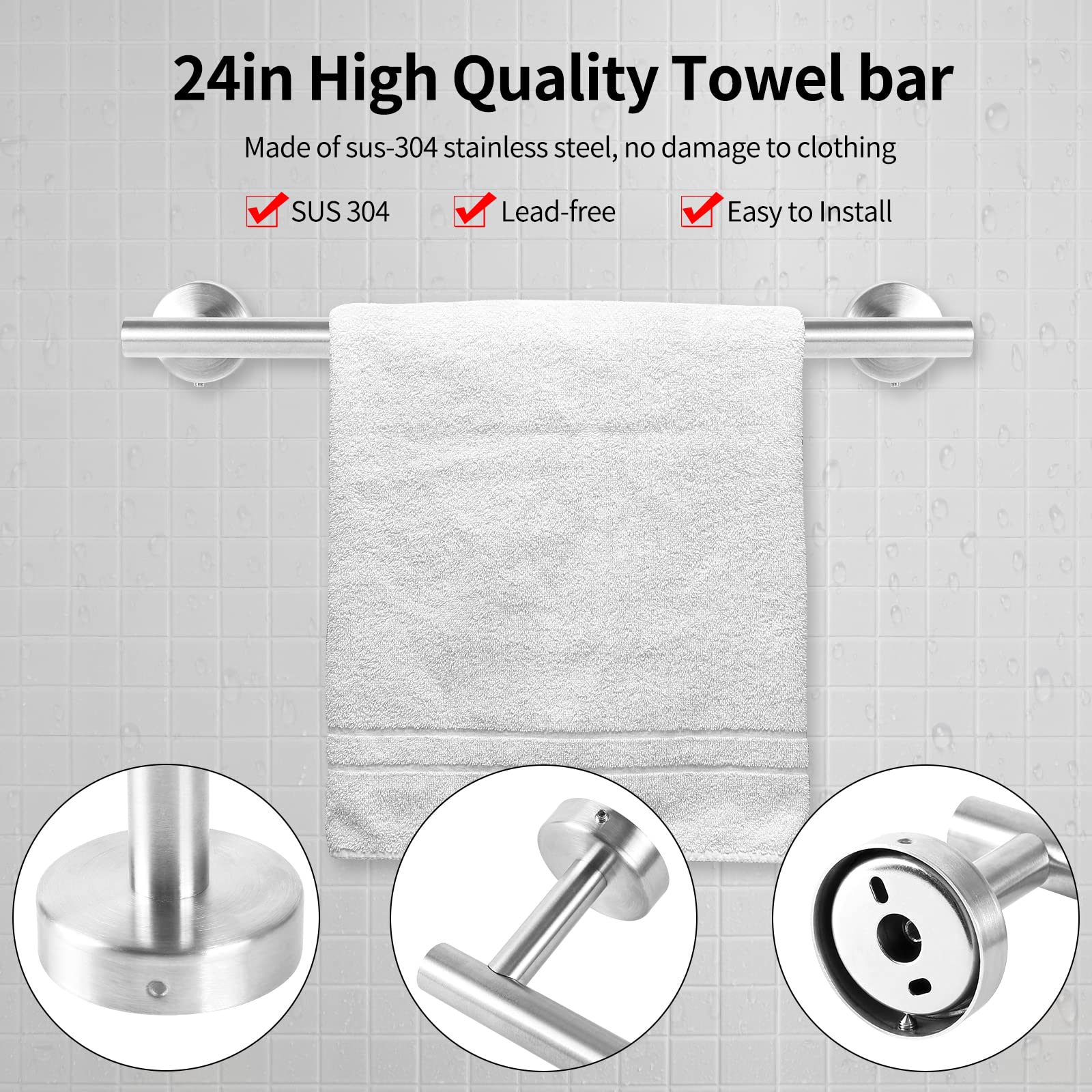 10-Piece Brushed Nickel Bathroom Hardware Set - Includes 24