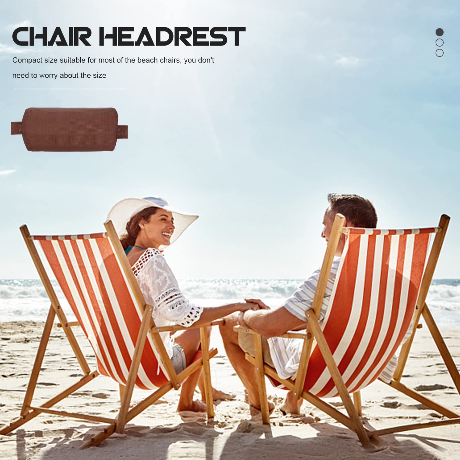 Yardwe Recliner Pillow - Removable Padded Headrest with Elastic Band for Beach Chair, Lounge Chair, and Coffee Chair - Comfortable Head and Neck Support for Relaxing at Beach, Poolside, or Home
