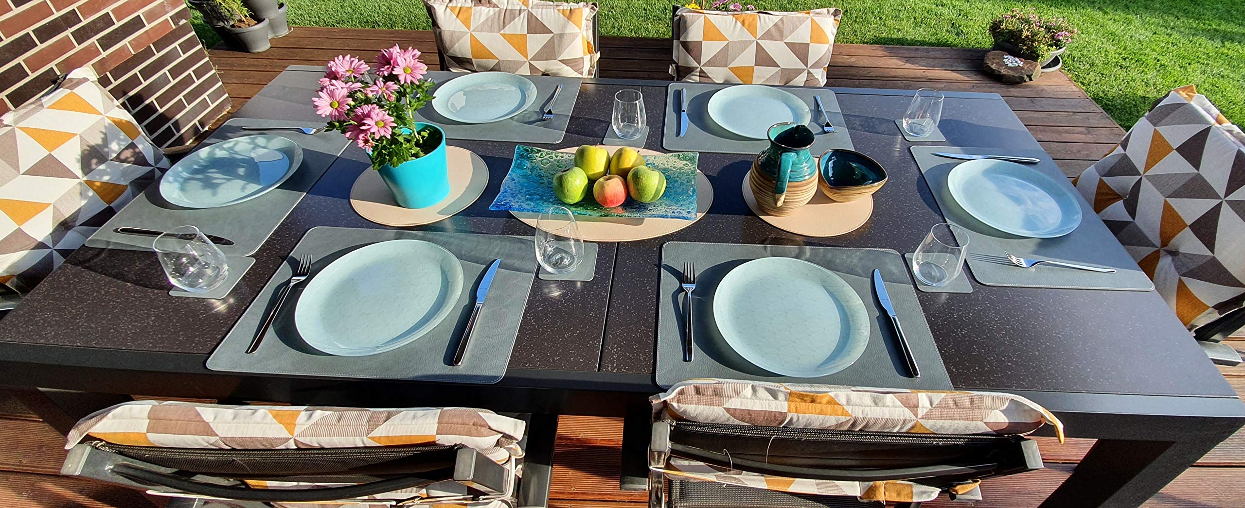 4-Piece Recycled Leather Placemat and Coaster Set (18