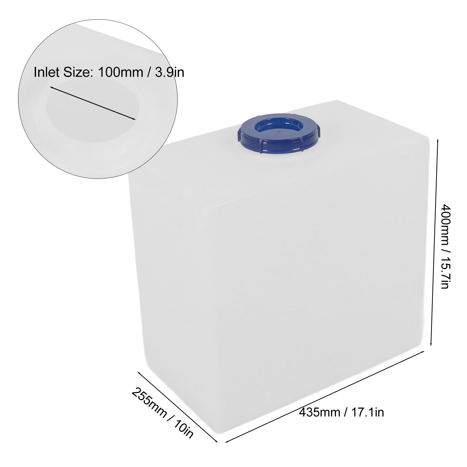 Akozon 10 Gallon RV Water Storage Tank - 17.1 x 15.7 x 10 Inch Portable Fresh Water Container - Heat & Cold Resistant PE Material for Travel Trailers, Boats, Yachts & Camping Trips