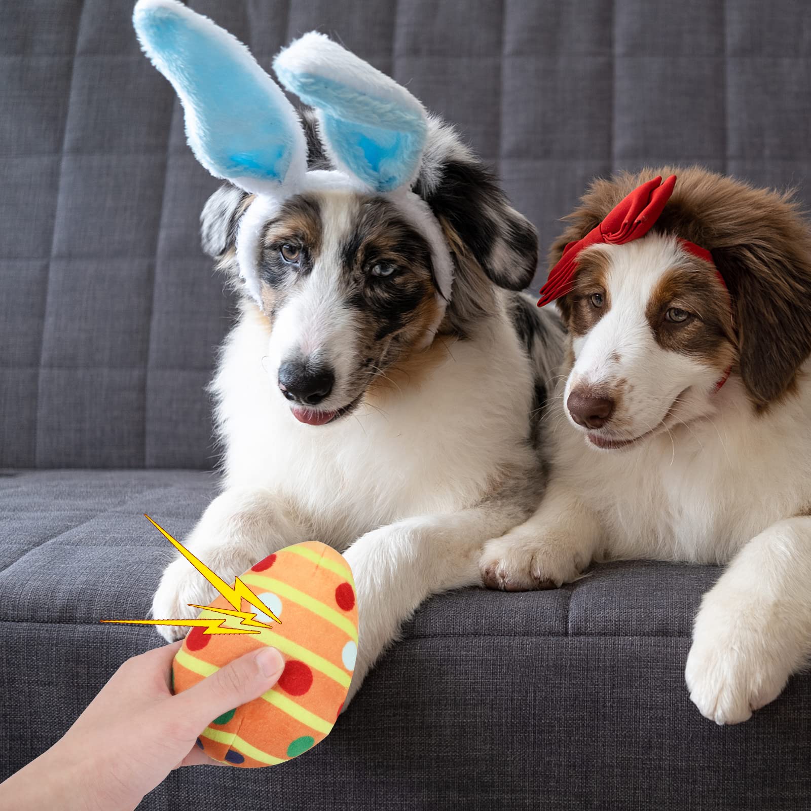 YUEPET 3 Pack Easter Egg Dog Chew Toys - Squeaky Plush Puppy Toys for Small & Medium Dogs, Teeth Cleaning & Anxiety Relief - Perfect Easter Gift for Puppies (3 Eggs) | Great for Playtime, Training Rewards & Holiday Gifting