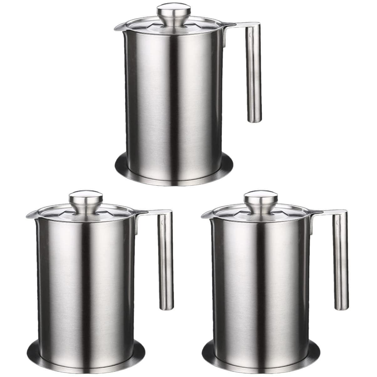 Cabilock 3-Piece Glass Terrarium Containers with Strainer - Oil Strainer Pot, Bacon Grease Keeper & Cooking Oil Dispenser - Perfect for Kitchen, Lab & DIY Projects