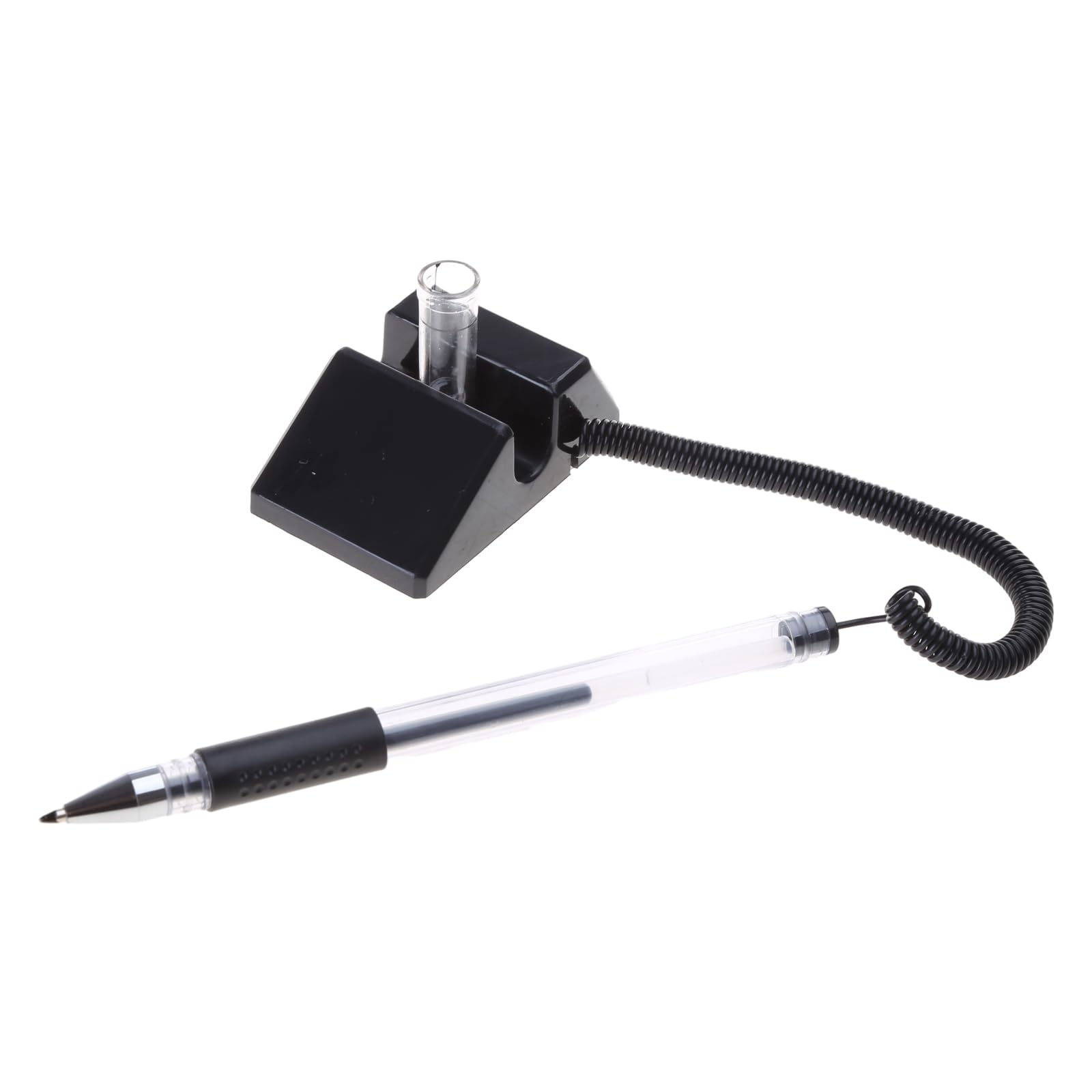 6 Pack Secure Counter Pens with Adhesive Chain - Anti-Theft Gel Ink Pens for Reception, Office & Hotel Front Desk - Perfect for Banks, Retail Stores and Customer Service Counters