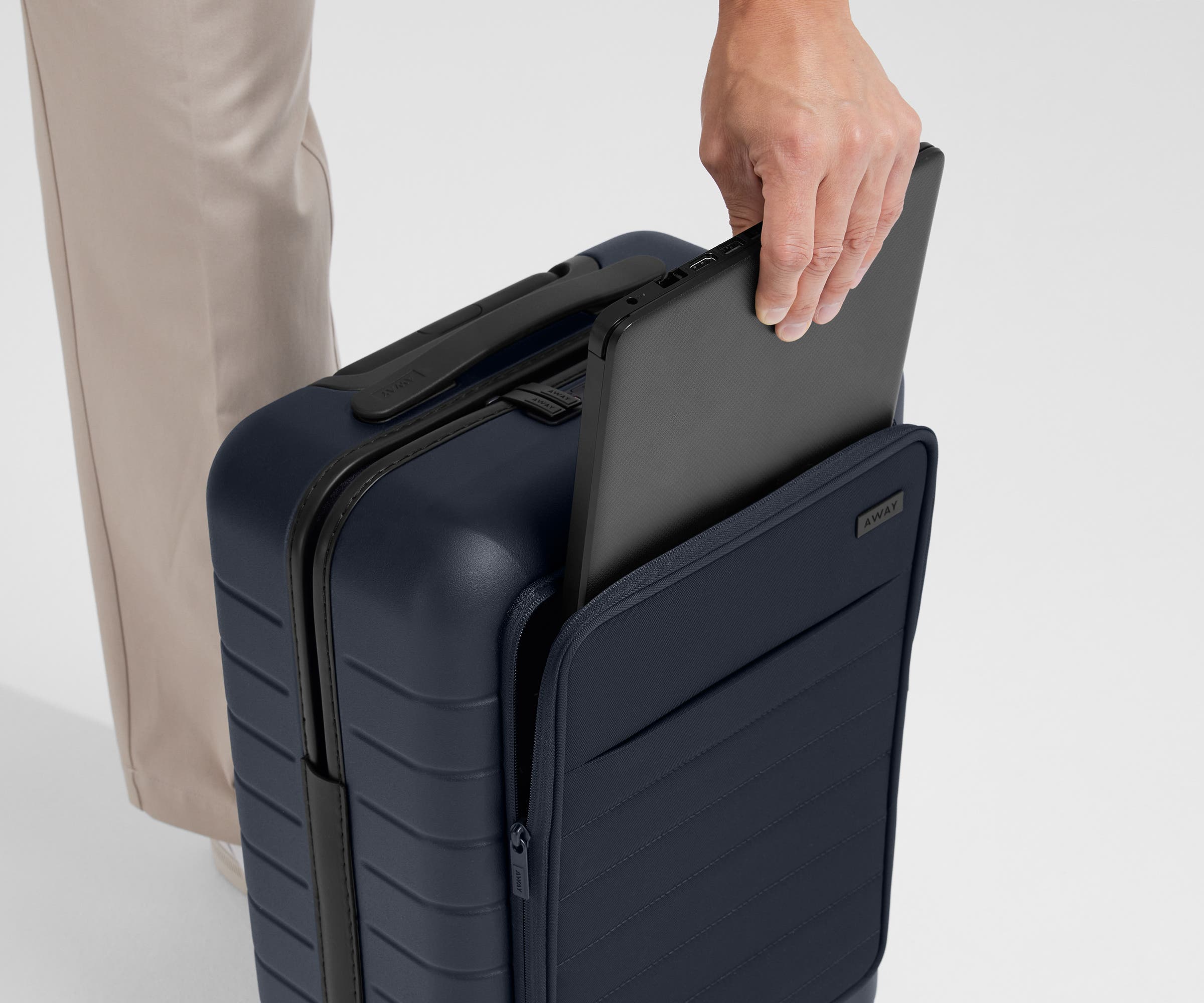 Premium Navy Blue Executive Carry-On Luggage - Lightweight & Durable Business Travel Suitcase for Airplane Cabin Use