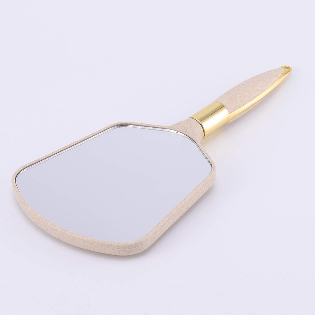 Minkissy Handheld Makeup Mirror with Handle - Portable Travel Mirror for Personal Beauty, Vanity & On-the-Go Use - Compact Beige Cosmetic Mirror for Home, Office & Travel Essentials