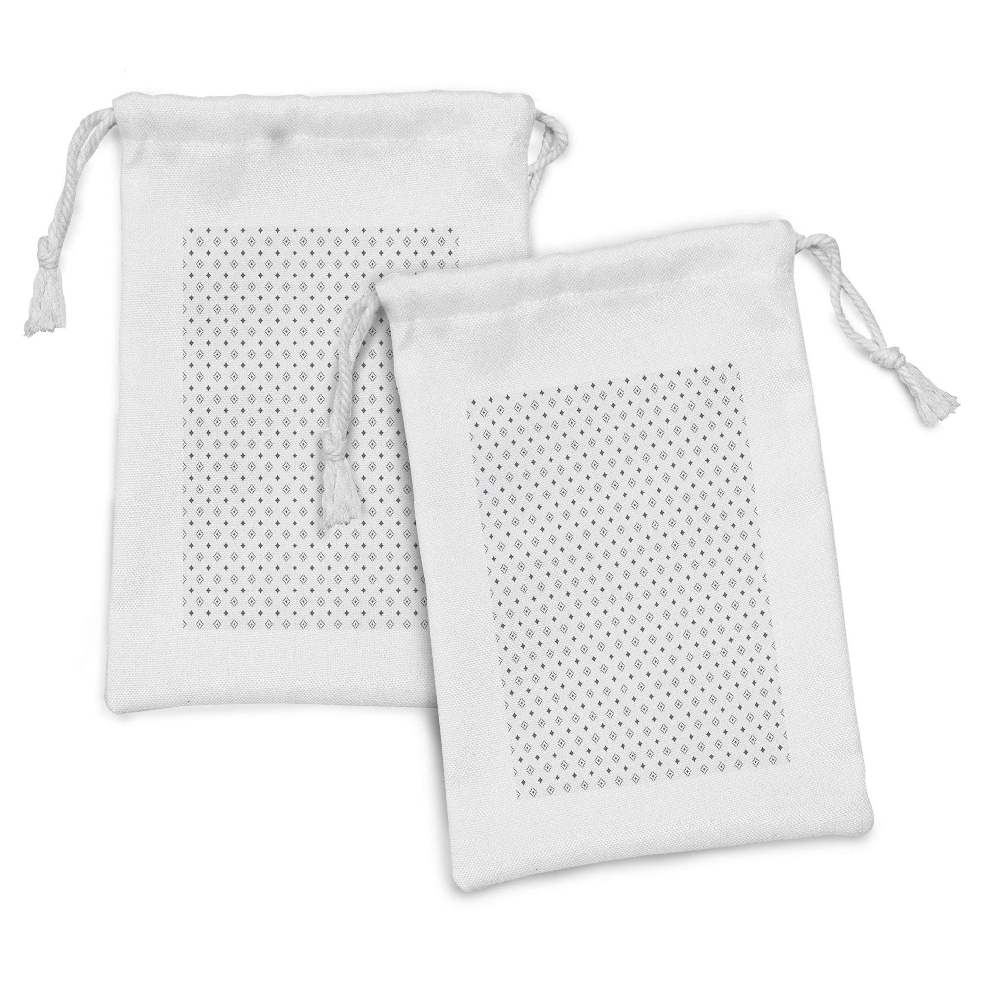 Ambesonne Geometric Fabric Pouch Set of 2 - Vintage Floral Pattern Drawstring Bags for Toiletries, Travel Essentials & Party Favors | 9