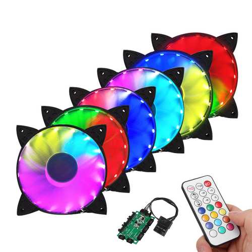 Coolmoon 6-Pack 120mm RGB PC Cooling Fans with Adjustable LED Lighting & Remote Controller - Perfect for Gaming PC, Case Modding, and Computer Cooling Systems