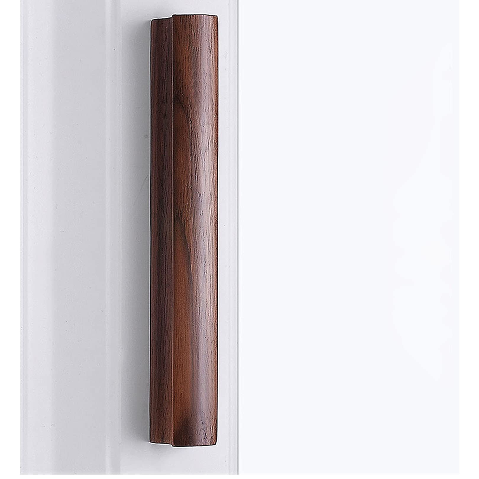 2-Pack Black Walnut Cabinet Handles - Modern Wooden Drawer Pulls & Knobs for Kitchen, Bathroom, Wardrobe & Dresser - Single Hole Installation with Screws Included - Perfect for Home Furniture & Cabinet Upgrades