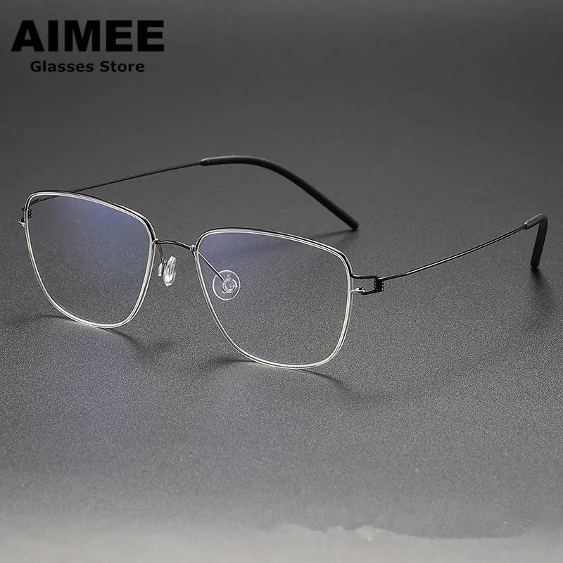 Aimee Unisex Full Rim Square Screwless Titanium Eyeglasses 7221 - Lightweight Durable Frame for Reading, Work & Fashion - Perfect for Office, School & Everyday Wear